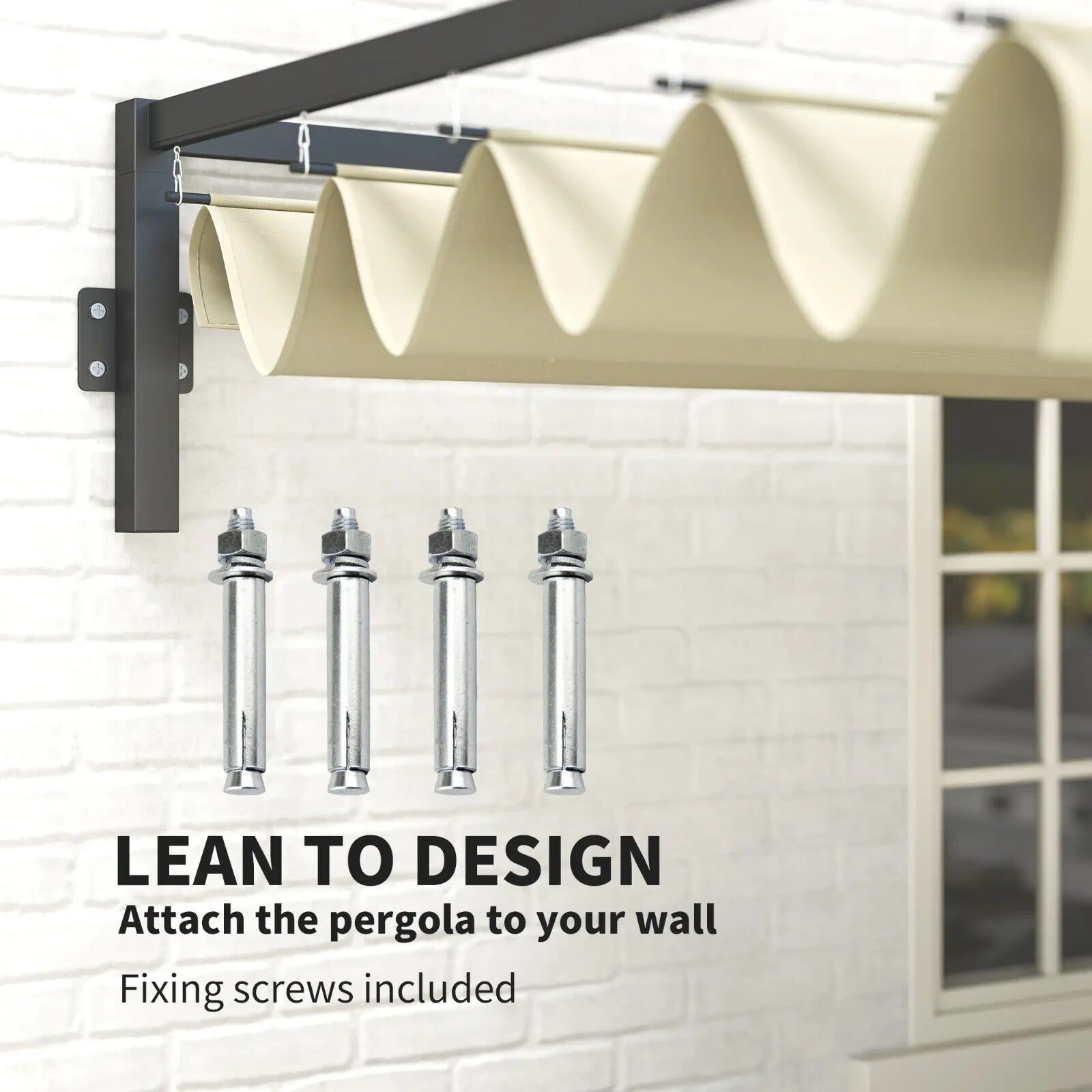 3 × 4m Lean To Steel Pergola with Retractable Fabric Canopy for Garden or Patio - Home and Garden Furniture Shop - rustic - furniture