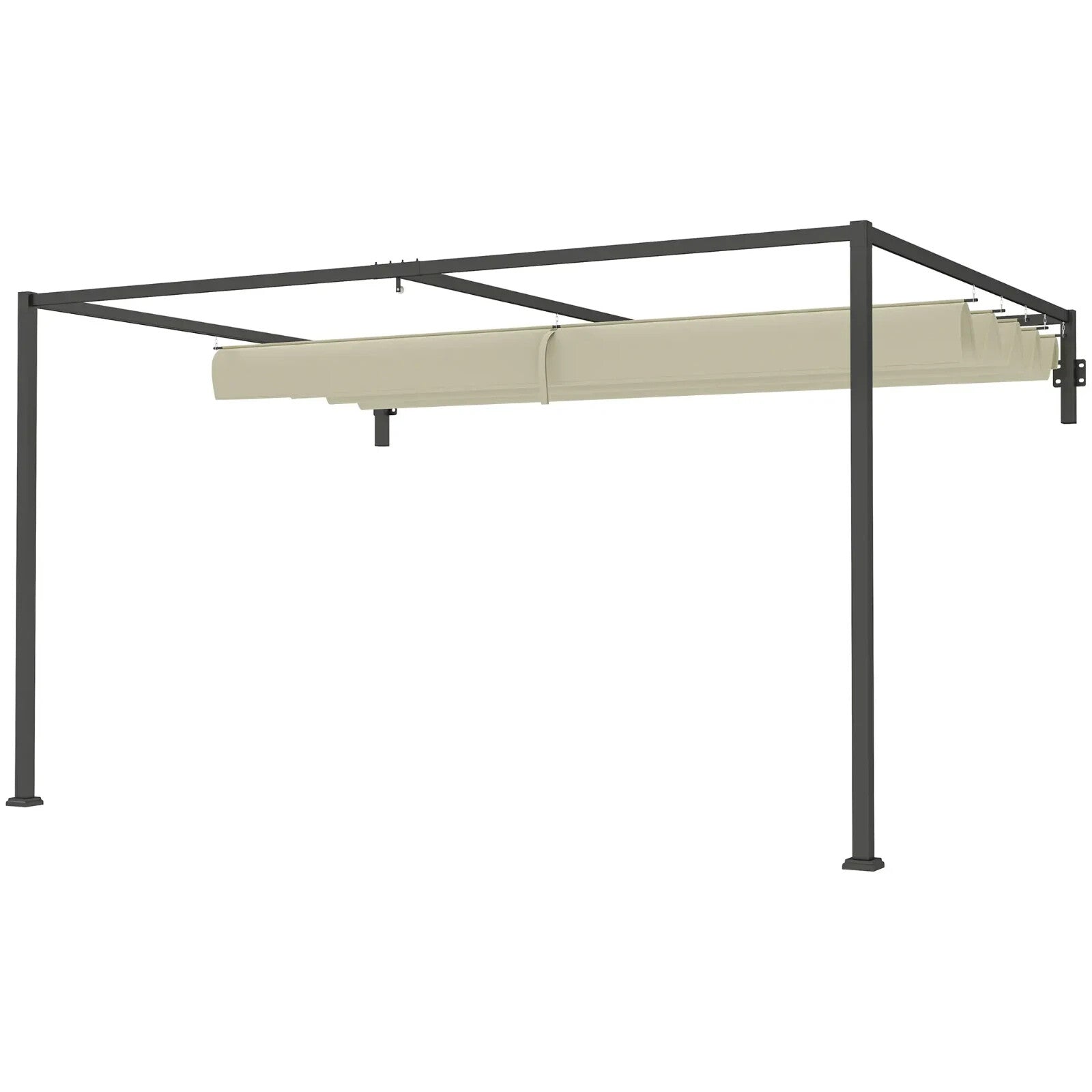 3 × 4m Lean To Steel Pergola with Retractable Fabric Canopy for Garden or Patio - Home and Garden Furniture Shop - rustic - furniture