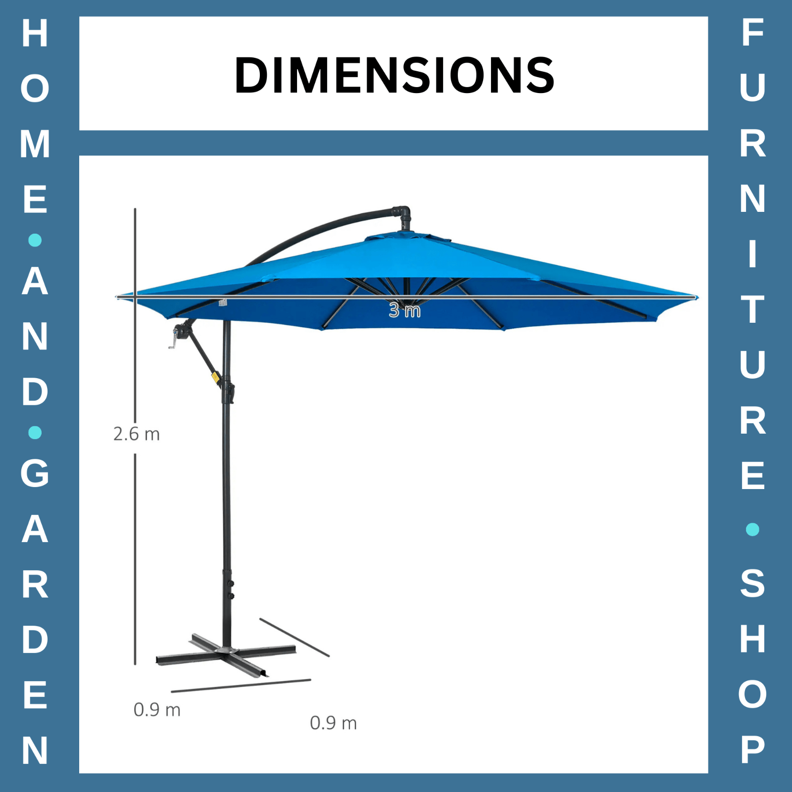 3 m Garden Parasol Cantilever Hanging Umbrella with Crank and Cross Base Outdoor - Home and Garden Furniture Shop - #rustic - furniture#