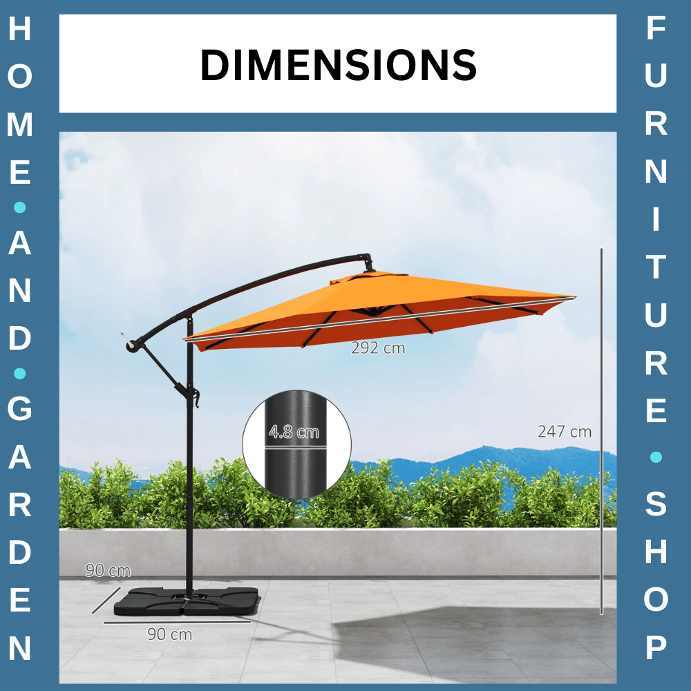 3 m Garden Parasol Cantilever Umbrella with Crank Handle Base and Cover Orange - Home and Garden Furniture Shop - #rustic - furniture#