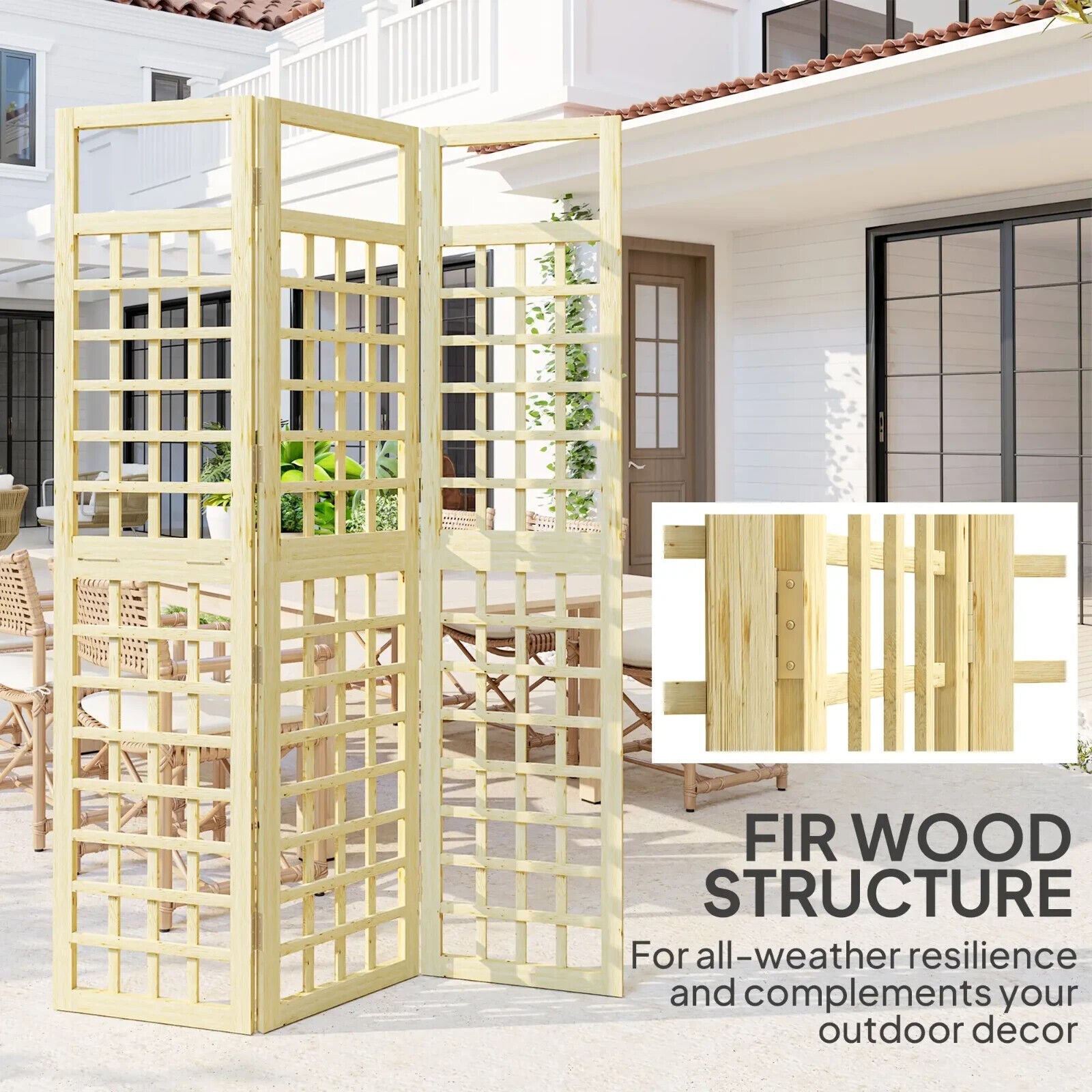 3 Panel Wood Garden Privacy Screen Foldable Freestanding Trellis Outdoor Divider - Home and Garden Furniture Shop - #rustic - furniture#