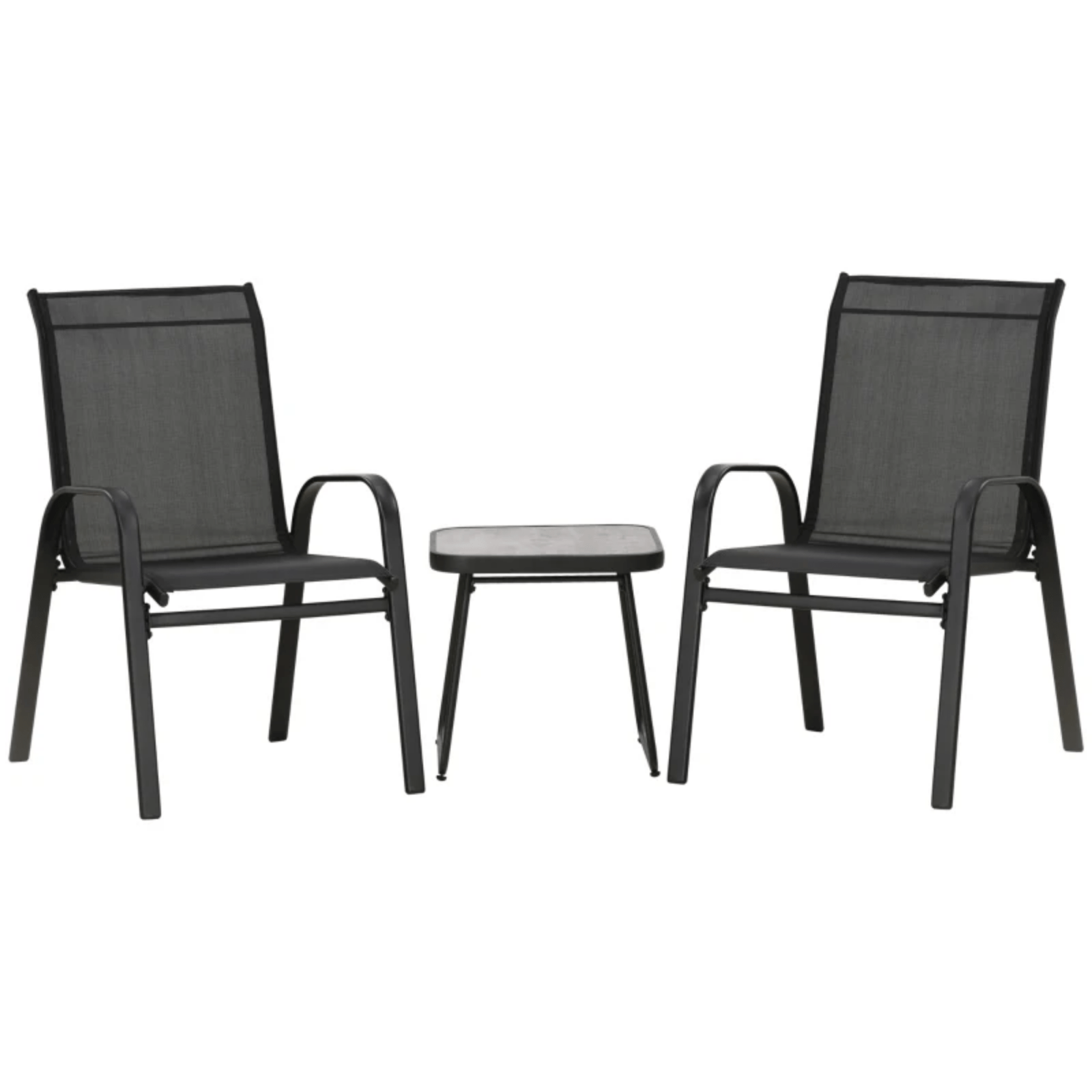 3 Pcs Black Patio Bistro Set 2 Metal Garden Chairs Coffe Table Outdoor Furniture - Home and Garden Furniture Shop - #rustic - furniture#