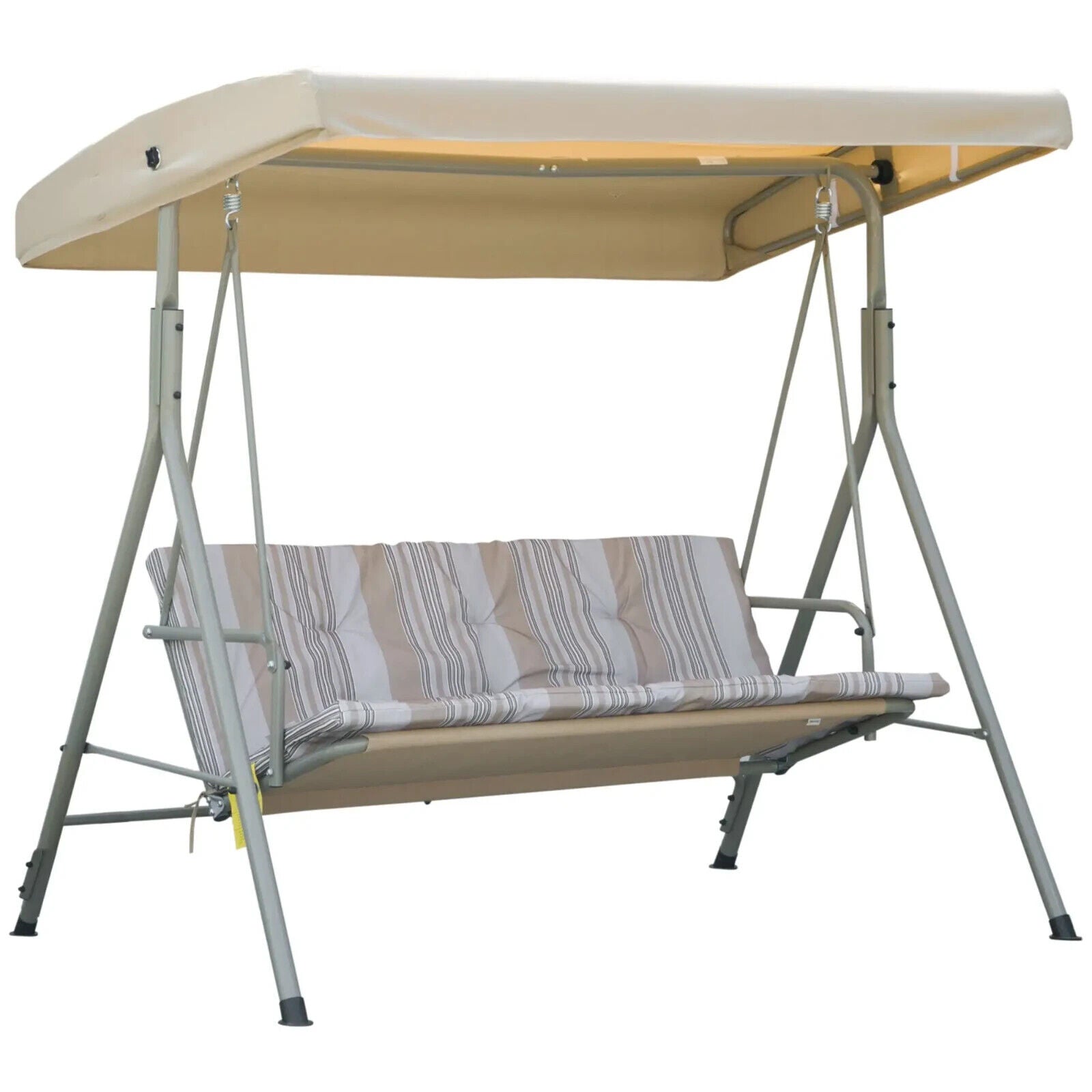 3 Person Garden Swing Bench Chair Outdoor Lounge Patio Swing Canopy Light Brown - Home and Garden Furniture Shop - #rustic - furniture#