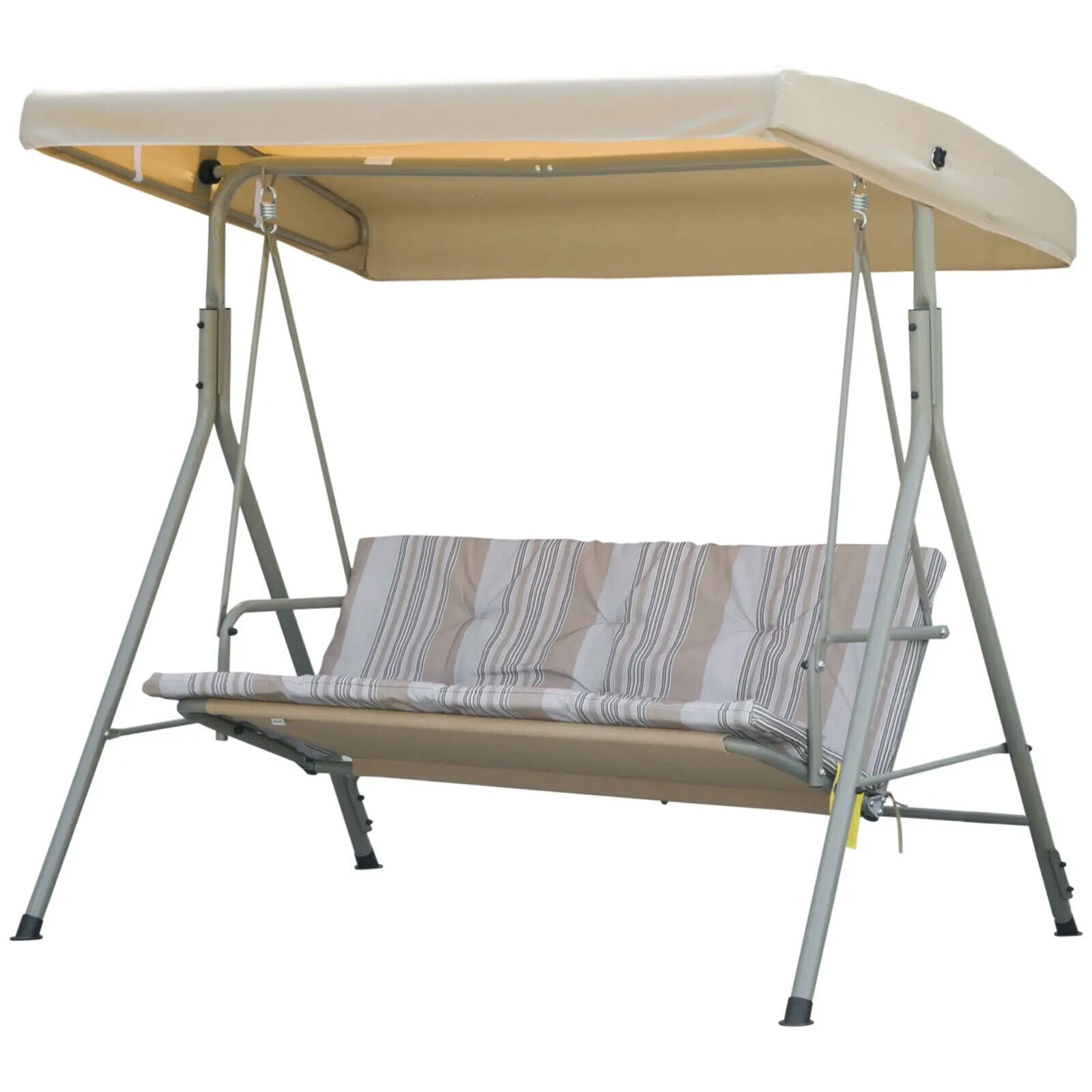3 Person Garden Swing Bench Chair Outdoor Lounge Patio Swing Canopy Light Brown - Home and Garden Furniture Shop - #rustic - furniture#