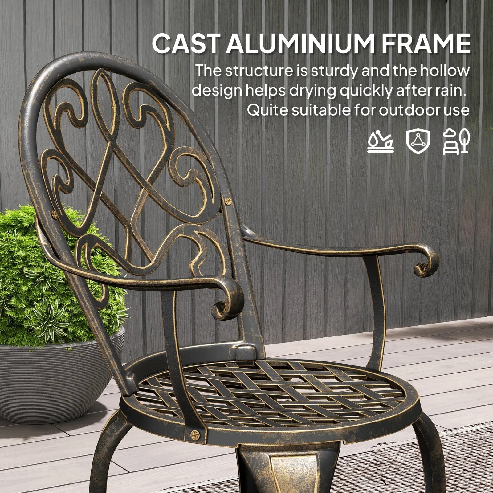 3 Piece Aluminium Bistro Set for 2 Garden Patio Table & Chairs Outdoor Furniture - Home and Garden Furniture Shop - rustic - furniture