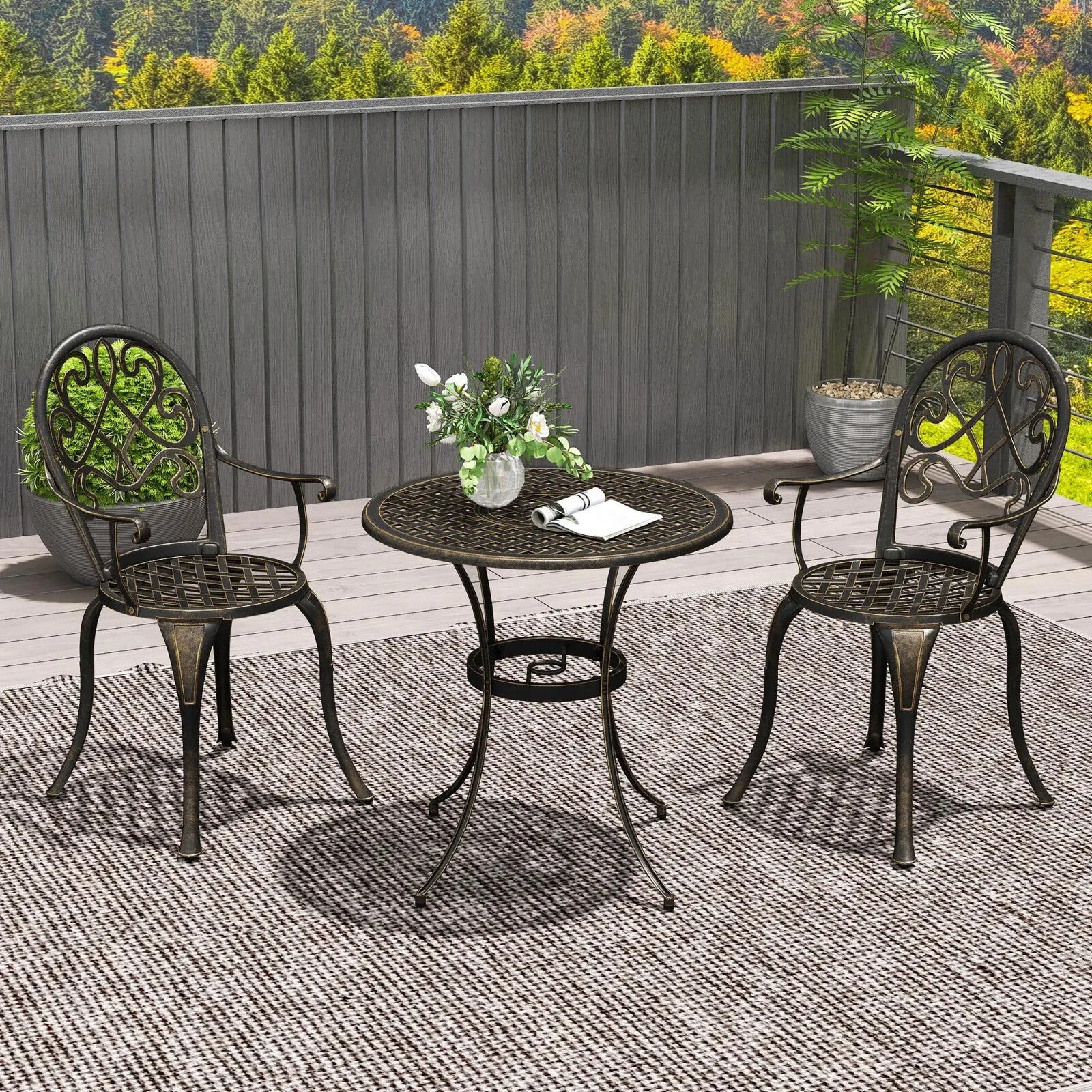 3 Piece Aluminium Bistro Set for 2 Garden Patio Table & Chairs Outdoor Furniture - Home and Garden Furniture Shop - rustic - furniture