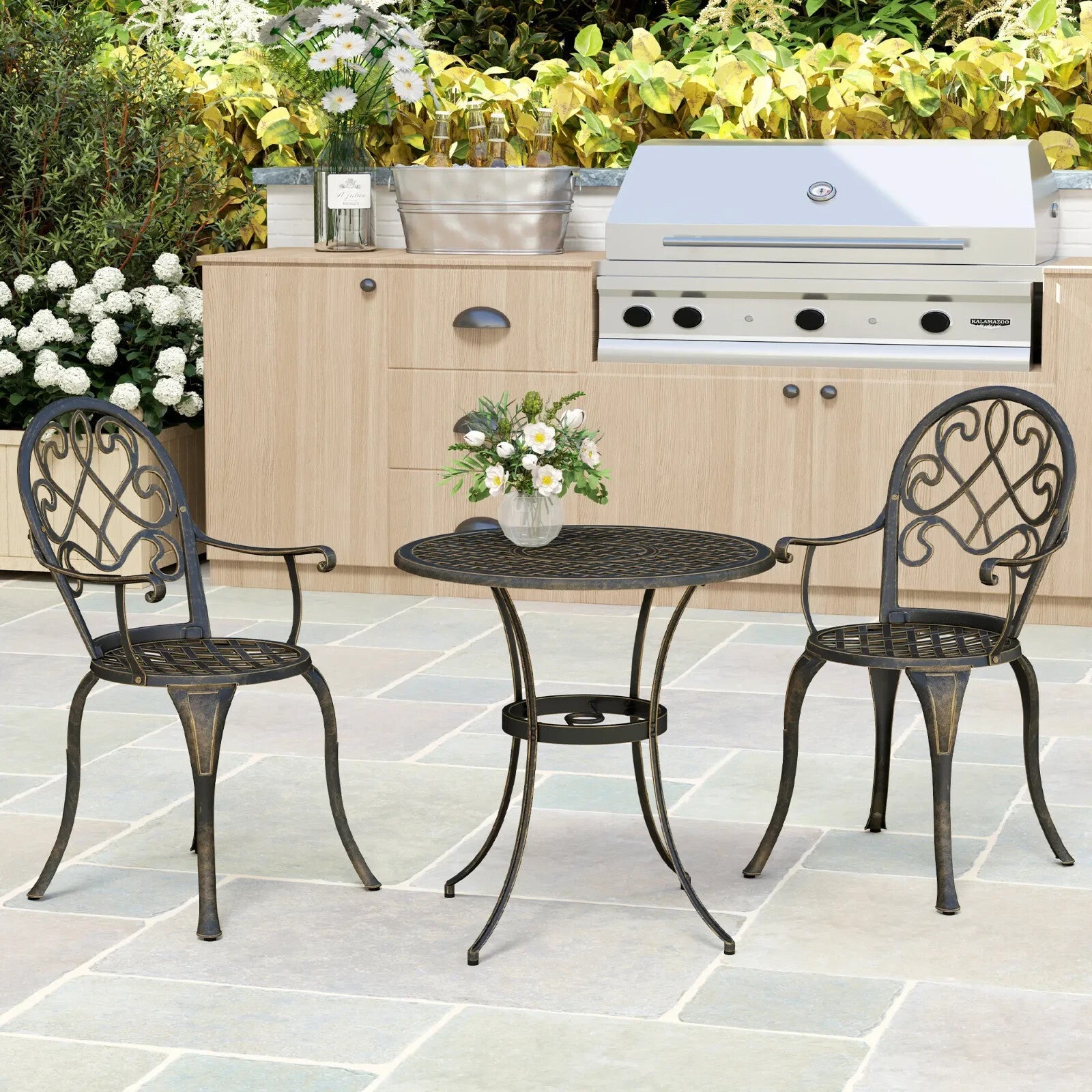 3 Piece Aluminium Bistro Set for 2 Garden Patio Table & Chairs Outdoor Furniture - Home and Garden Furniture Shop - rustic - furniture