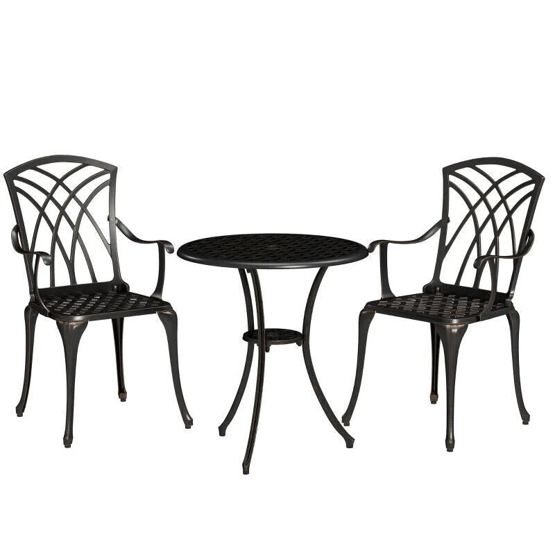 3 - Piece Aluminium Garden Bistro Set with Umbrella Hole - Outdoor Furniture - Home and Garden Furniture Shop - #rustic - furniture#