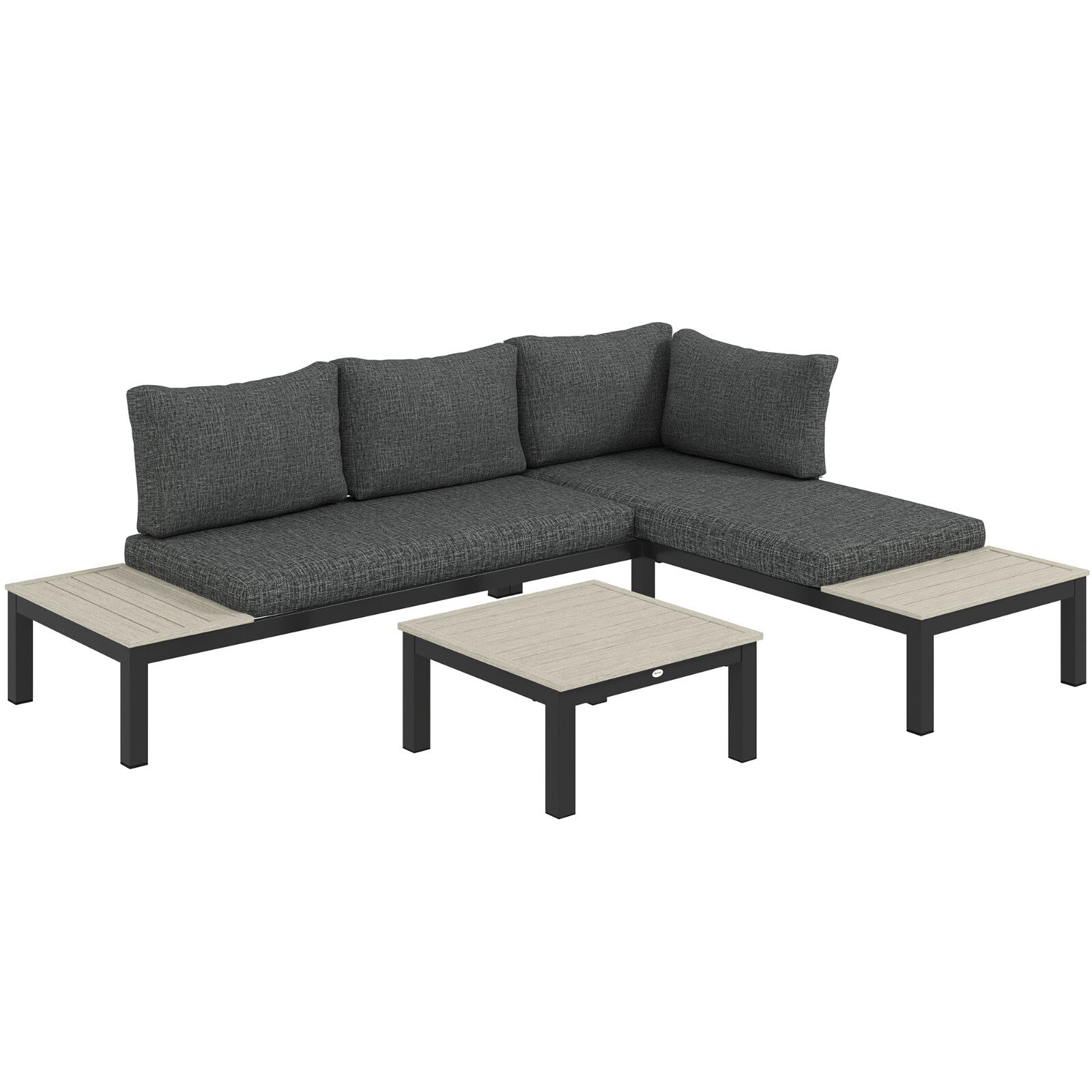 3 Piece Aluminium Garden Corner Sofa Set w/ 2 Loveseats and Coffee Table Outdoor - Home and Garden Furniture Shop - rustic - furniture