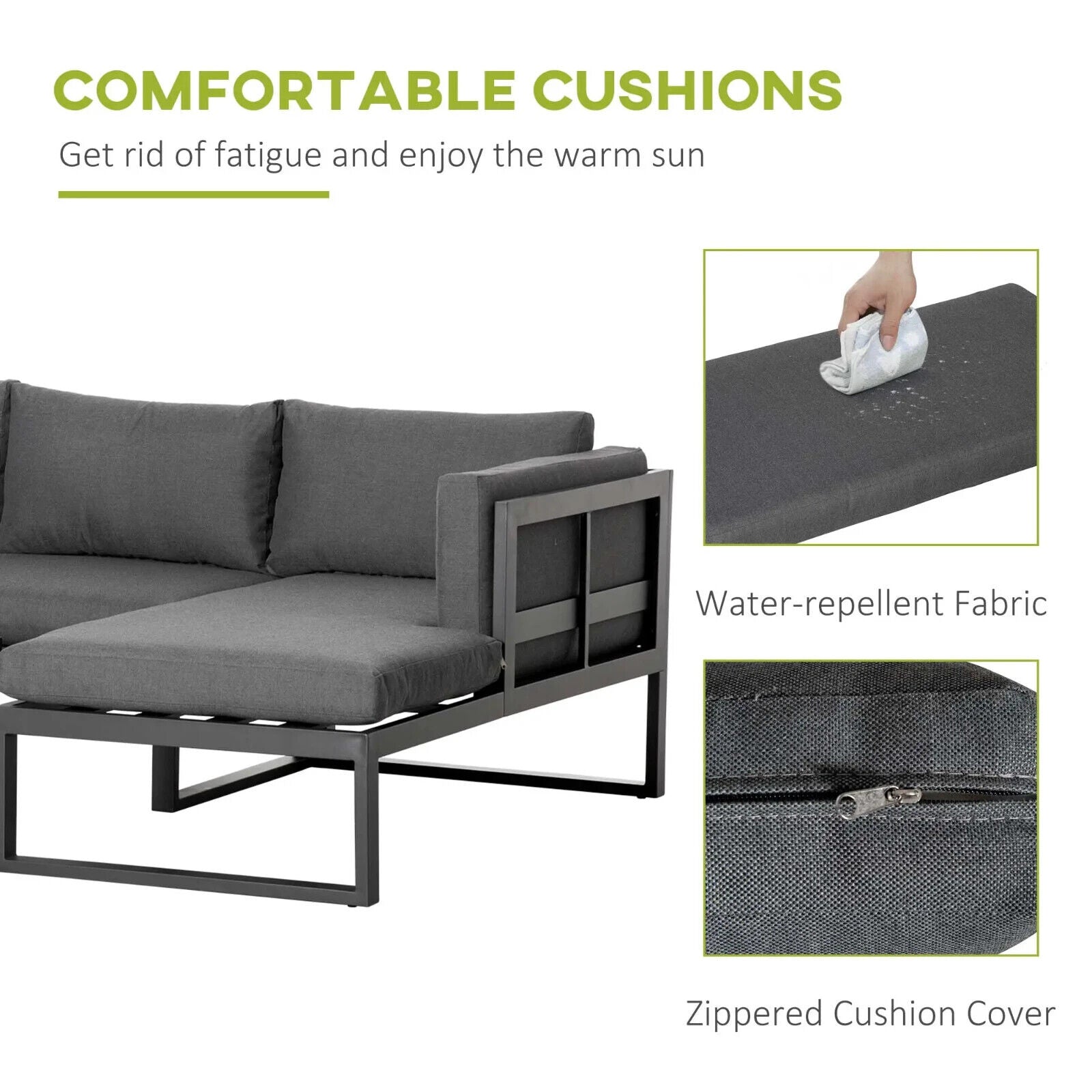 3 Piece Aluminium Garden Corner Sofa Set with Cushions Outdoor Conversation Set - Home and Garden Furniture Shop - #rustic - furniture#