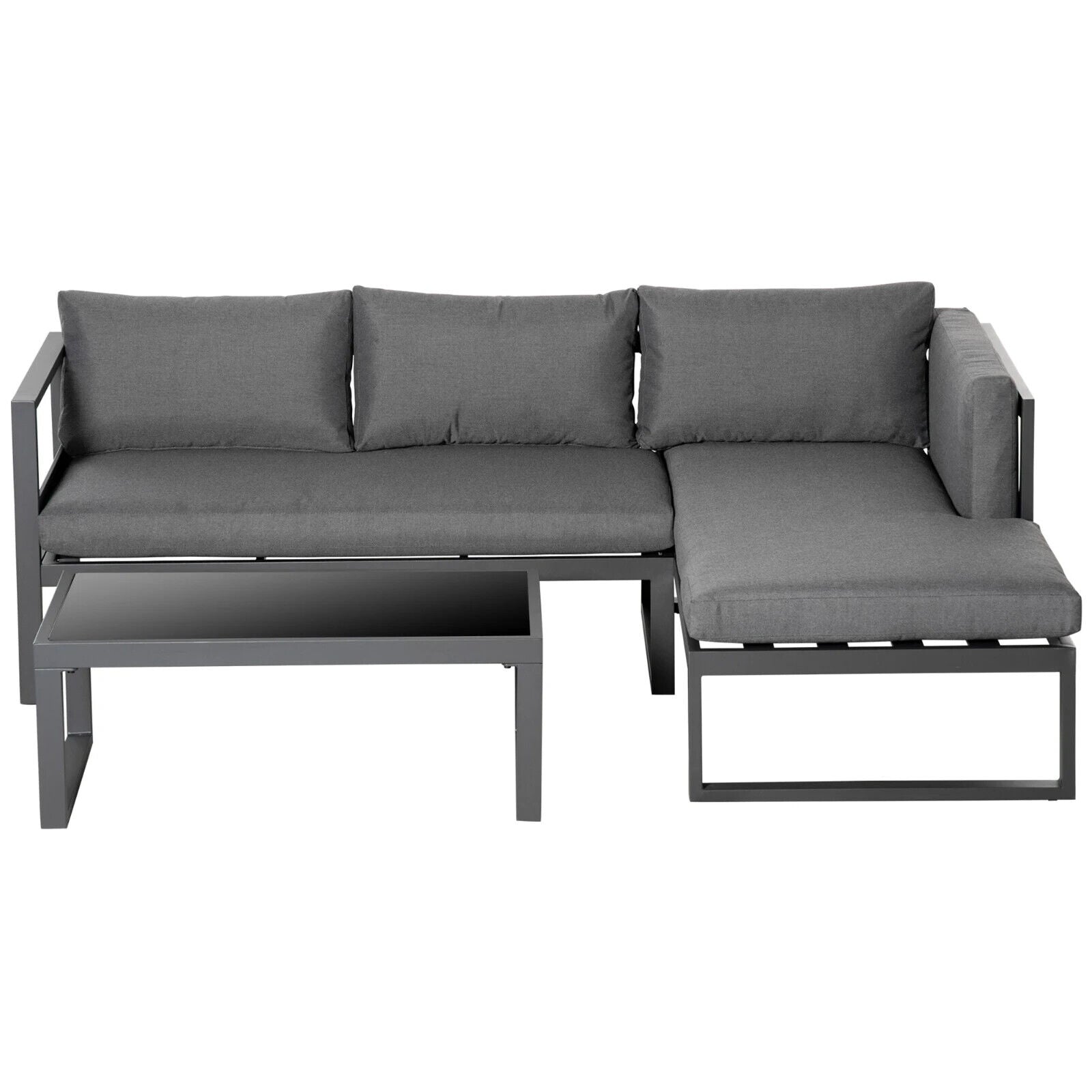 3 Piece Aluminium Garden Corner Sofa Set with Cushions Outdoor Conversation Set - Home and Garden Furniture Shop - #rustic - furniture#