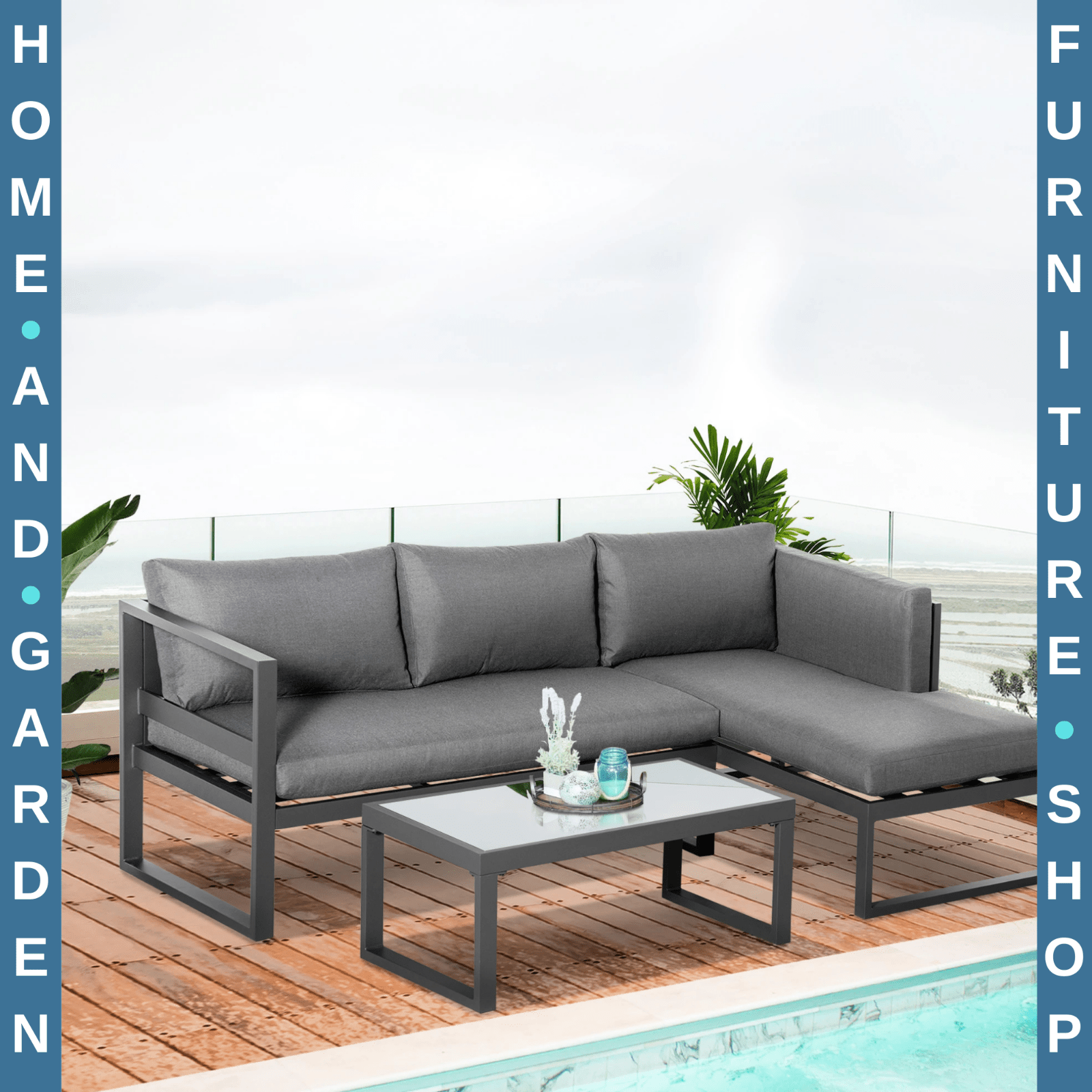 3 Piece Aluminium Garden Corner Sofa Set with Cushions Outdoor Conversation Set - Home and Garden Furniture Shop - #rustic - furniture#