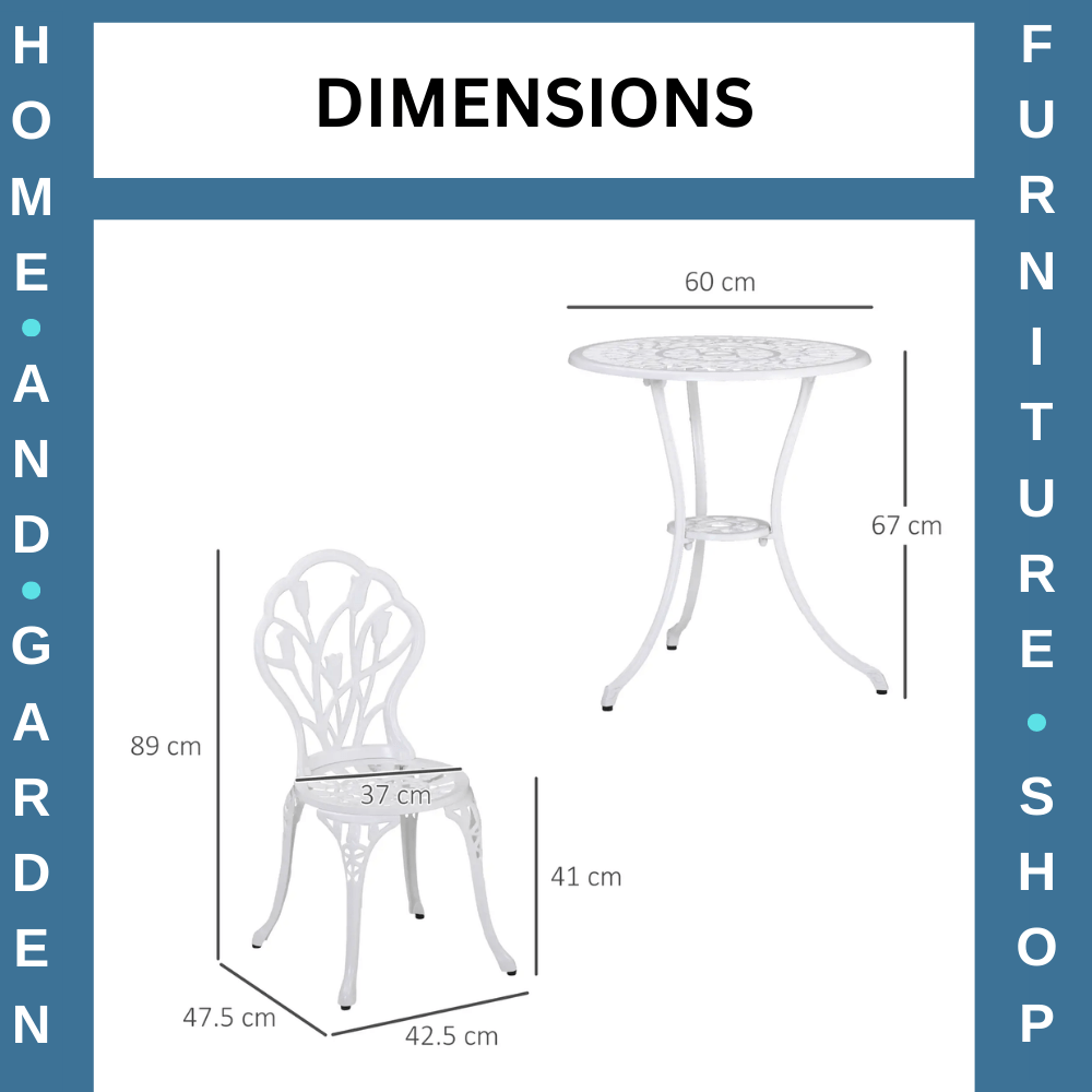3 Piece Aluminium Patio Bistro Set Table & Chairs with Umbrella Hole for Balcony - Home and Garden Furniture Shop - rustic - furniture