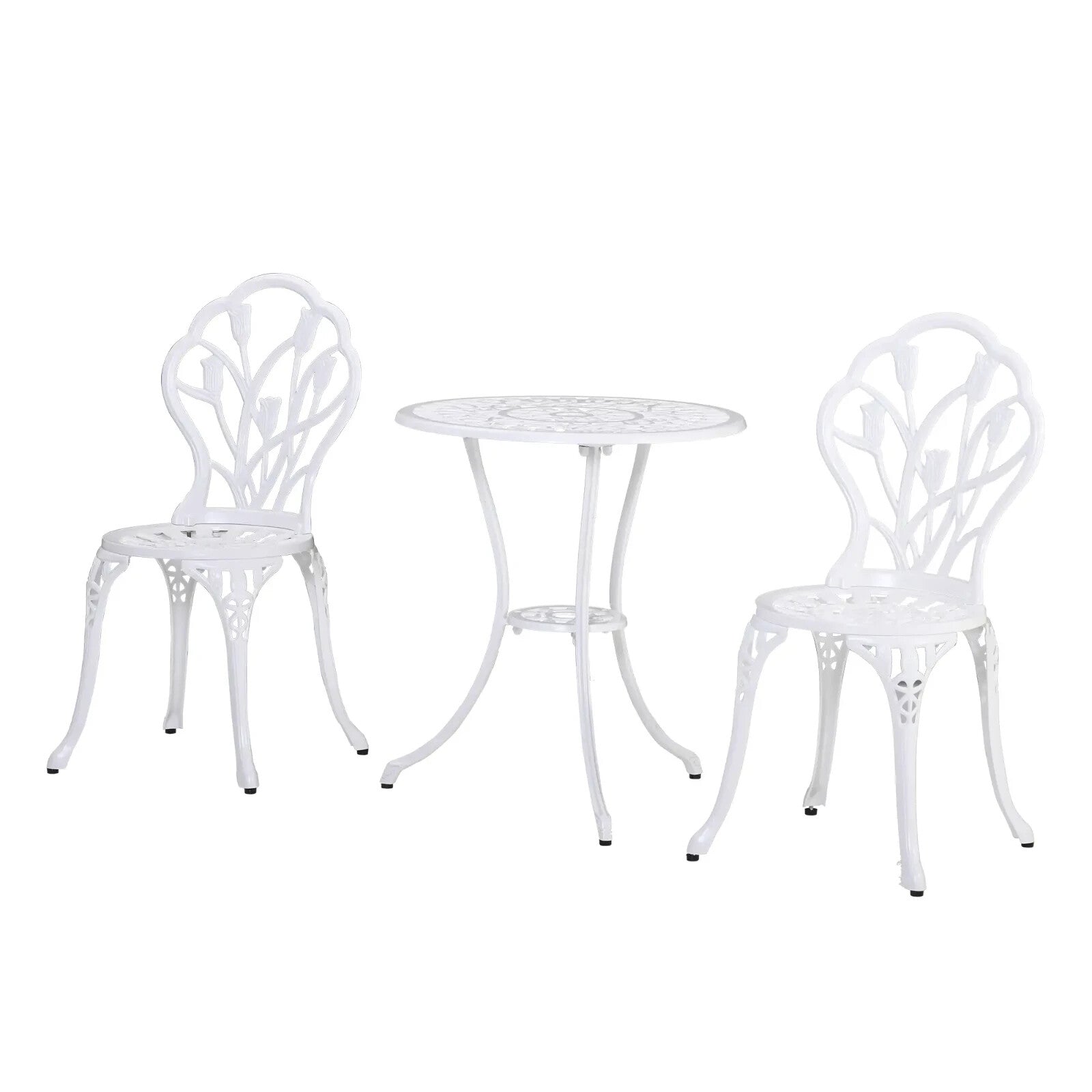 3 Piece Aluminium Patio Bistro Set Table & Chairs with Umbrella Hole for Balcony - Home and Garden Furniture Shop - rustic - furniture