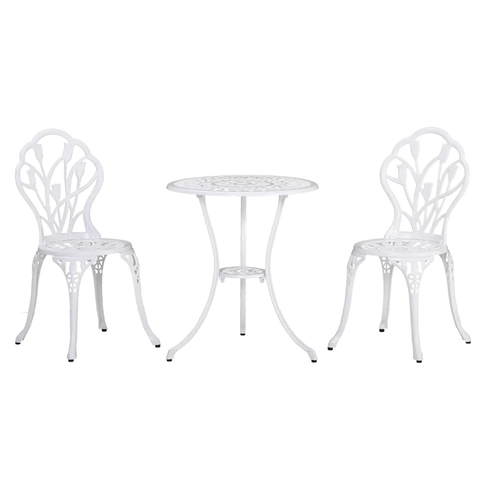 3 Piece Aluminium Patio Bistro Set Table & Chairs with Umbrella Hole for Balcony - Home and Garden Furniture Shop - rustic - furniture