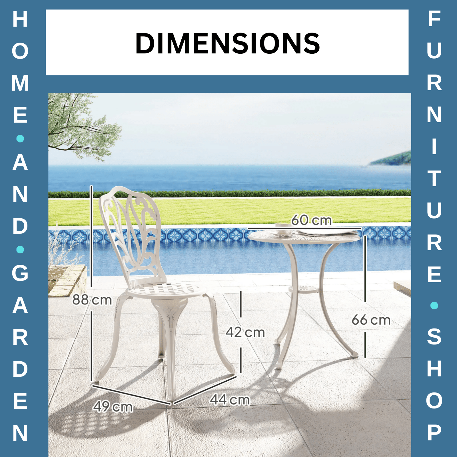 3 - Piece Cast Aluminium Garden Bistro Set Furniture with Umbrella Hole White - Home and Garden Furniture Shop - rustic - furniture