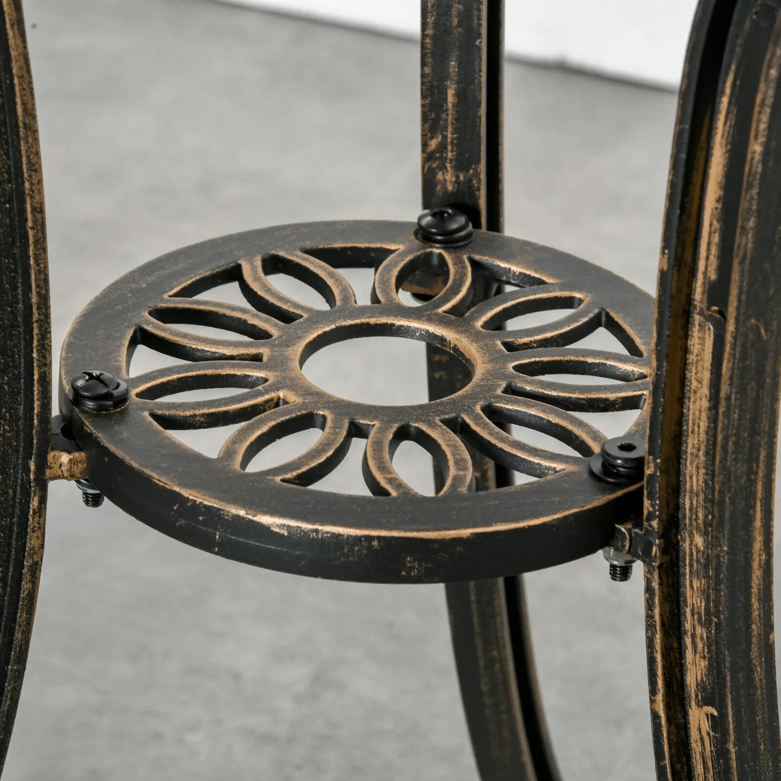 3 Piece Cast Aluminium Garden Outdoor Bistro Set with Parasol Hole and Cushions - Home and Garden Furniture Shop - rustic - furniture