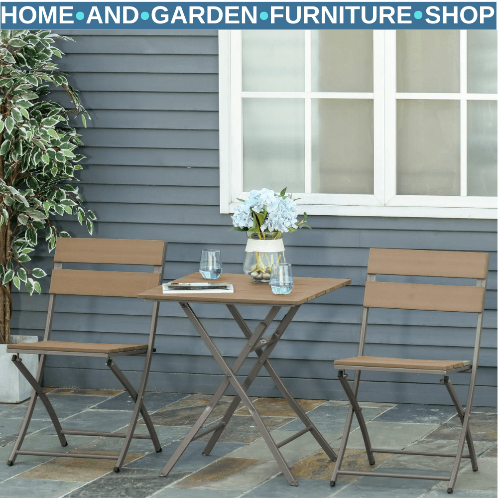 3 Piece Foldable Garden Bistro Set with Table and Chairs for Patio Balcony Grey - Home and Garden Furniture Shop - #rustic - furniture#