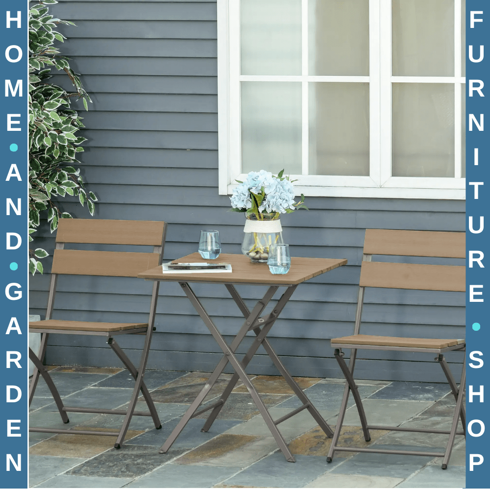 3 Piece Foldable Garden Bistro Set with Table and Chairs for Patio Balcony Grey - Home and Garden Furniture Shop - #rustic - furniture#