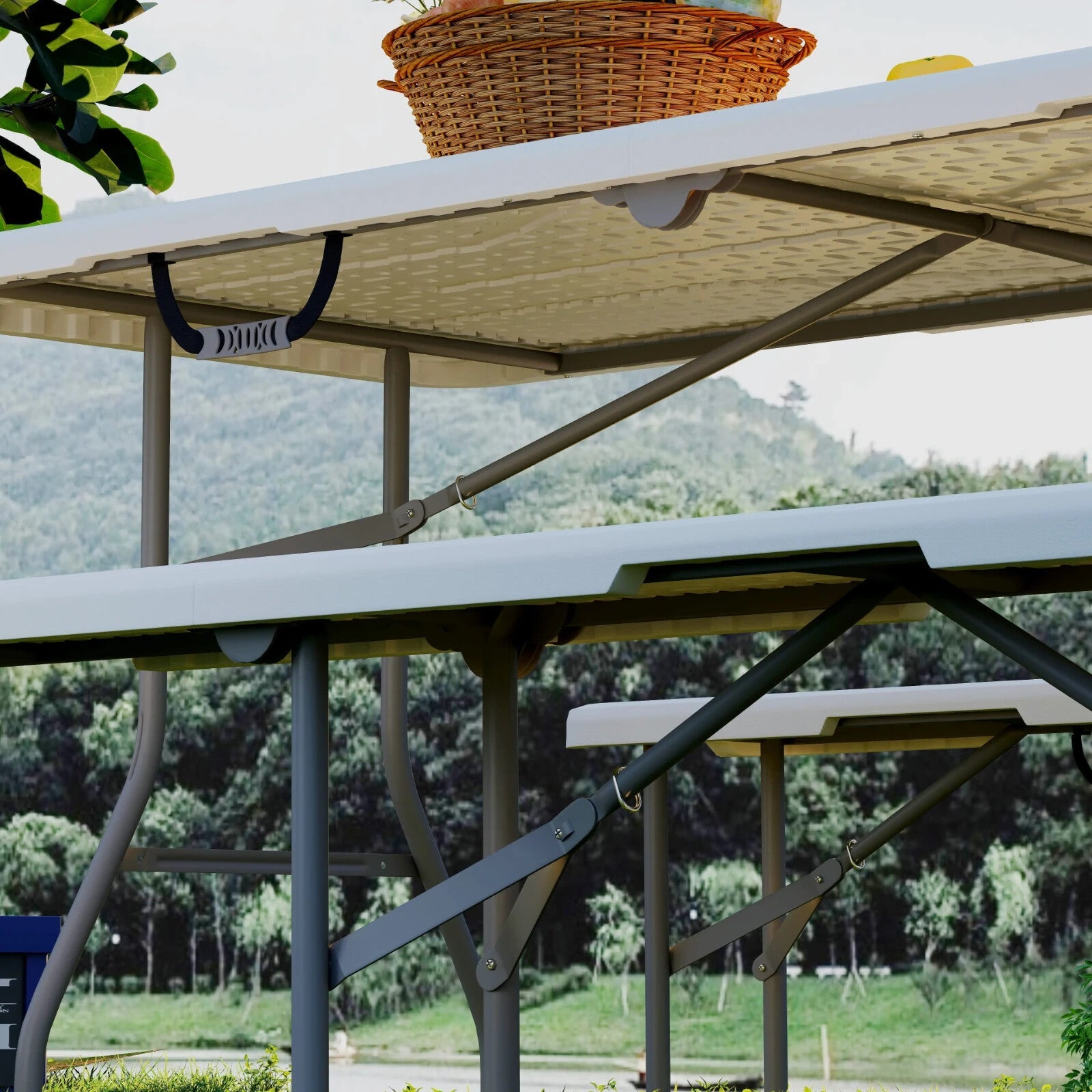 3 Piece Folding Picnic Table Bench Set Portable Camping Table with Chairs Handle - Home and Garden Furniture Shop - rustic - furniture