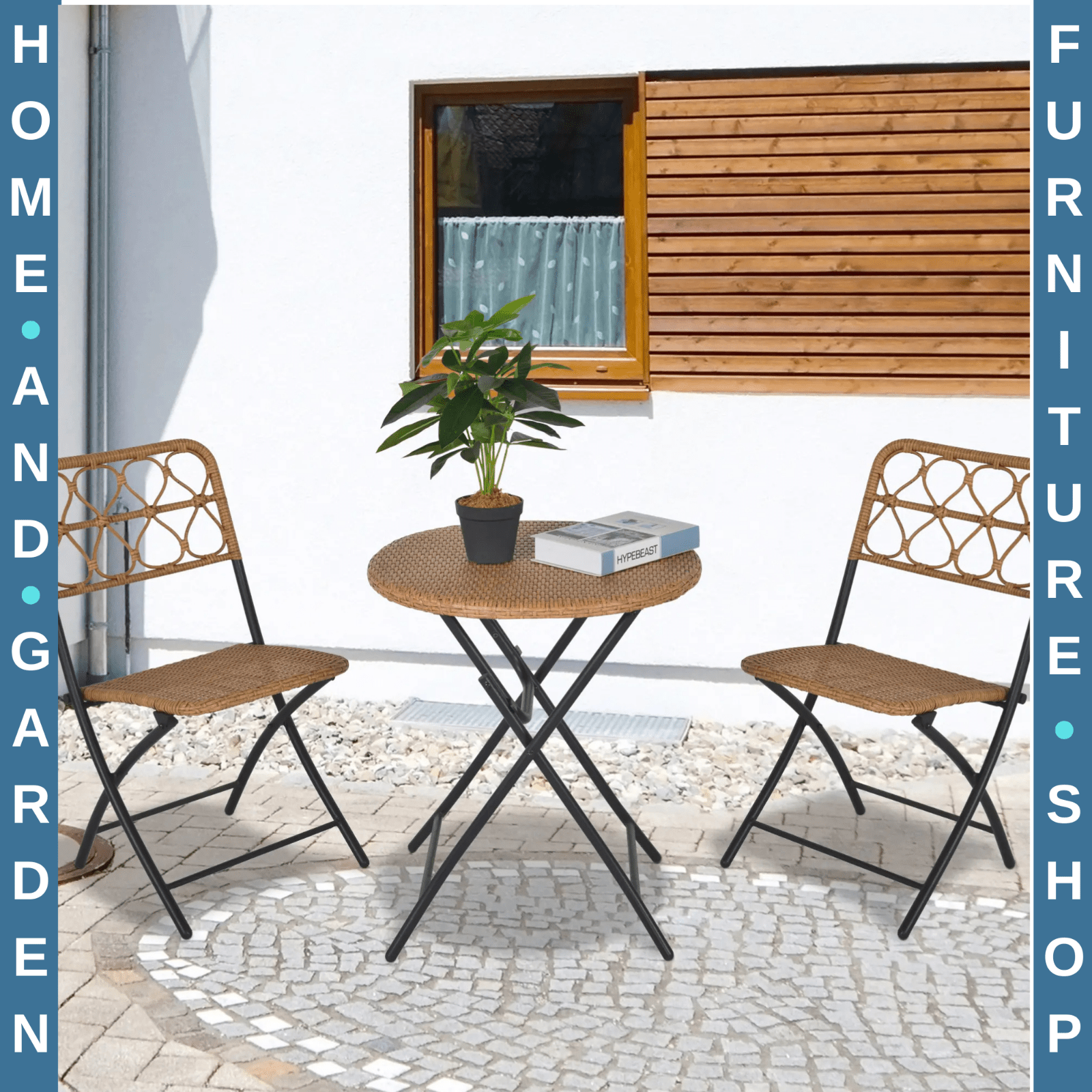 3 - Piece Folding Rattan Wicker Bistro Set – Coffee Table and Chairs - Home and Garden Furniture Shop - rustic - furniture