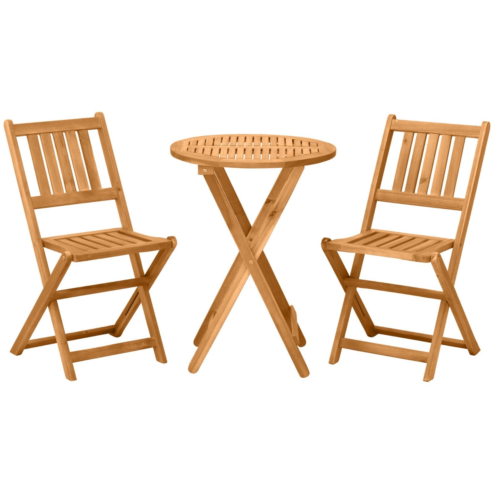 3 Piece Folding Wooden Bistro Set Garden Patio Table & Chairs Outdoor Teak Porch - Home and Garden Furniture Shop - rustic - furniture
