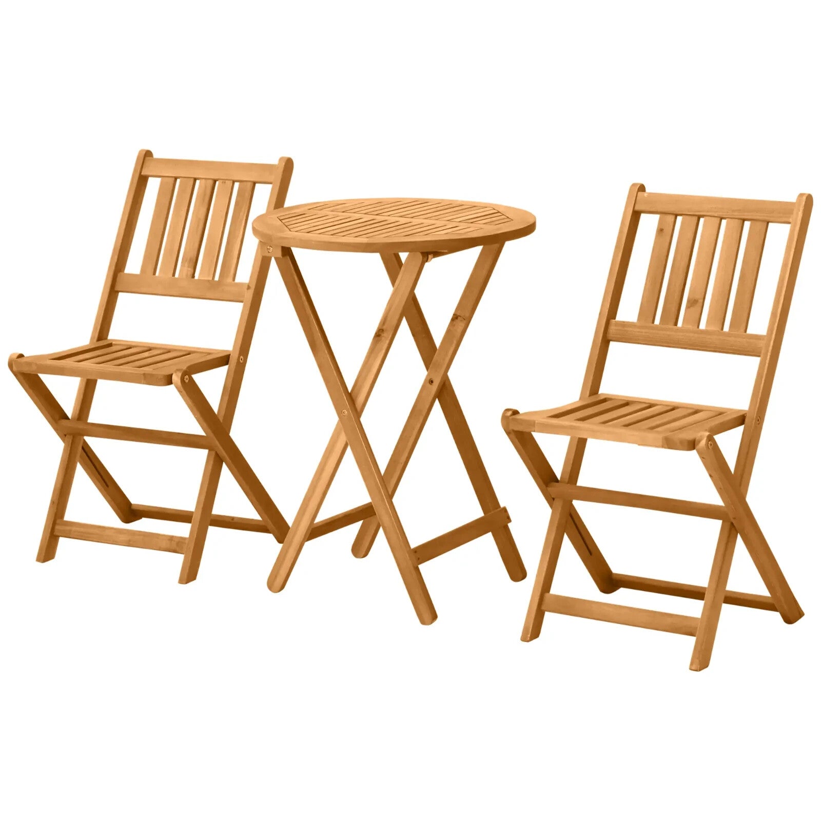 3 Piece Folding Wooden Bistro Set Garden Patio Table & Chairs Outdoor Teak Porch - Home and Garden Furniture Shop - rustic - furniture