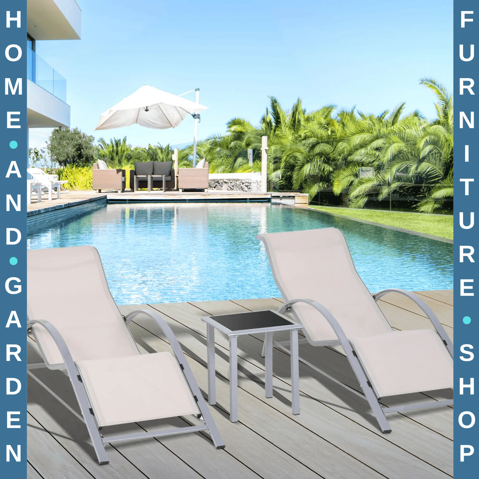 3 Piece Garden Lounge Chair Set with Recliners & Table for Patio or Outdoor Use - Home and Garden Furniture Shop - rustic - furniture