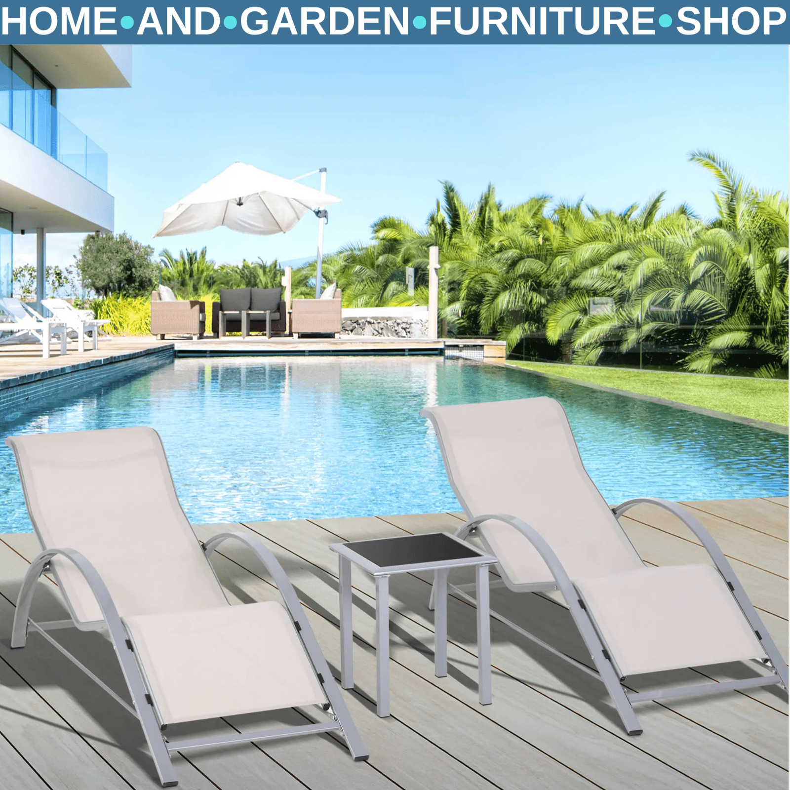 3 Piece Garden Lounge Chair Set with Recliners & Table for Patio or Outdoor Use - Home and Garden Furniture Shop - rustic - furniture