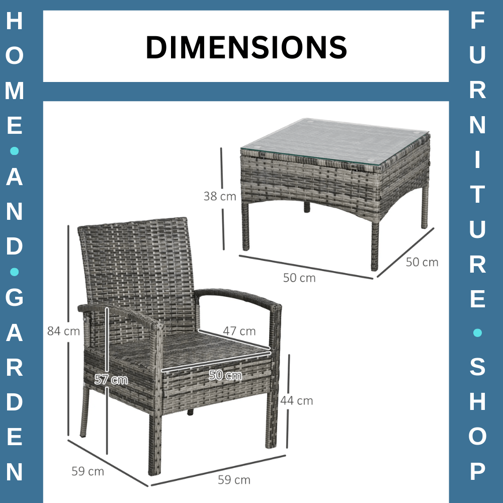 3 Piece Garden Rattan Bistro Set Patio Furniture with Table & Chairs Mixed Grey - Home and Garden Furniture Shop - rustic - furniture