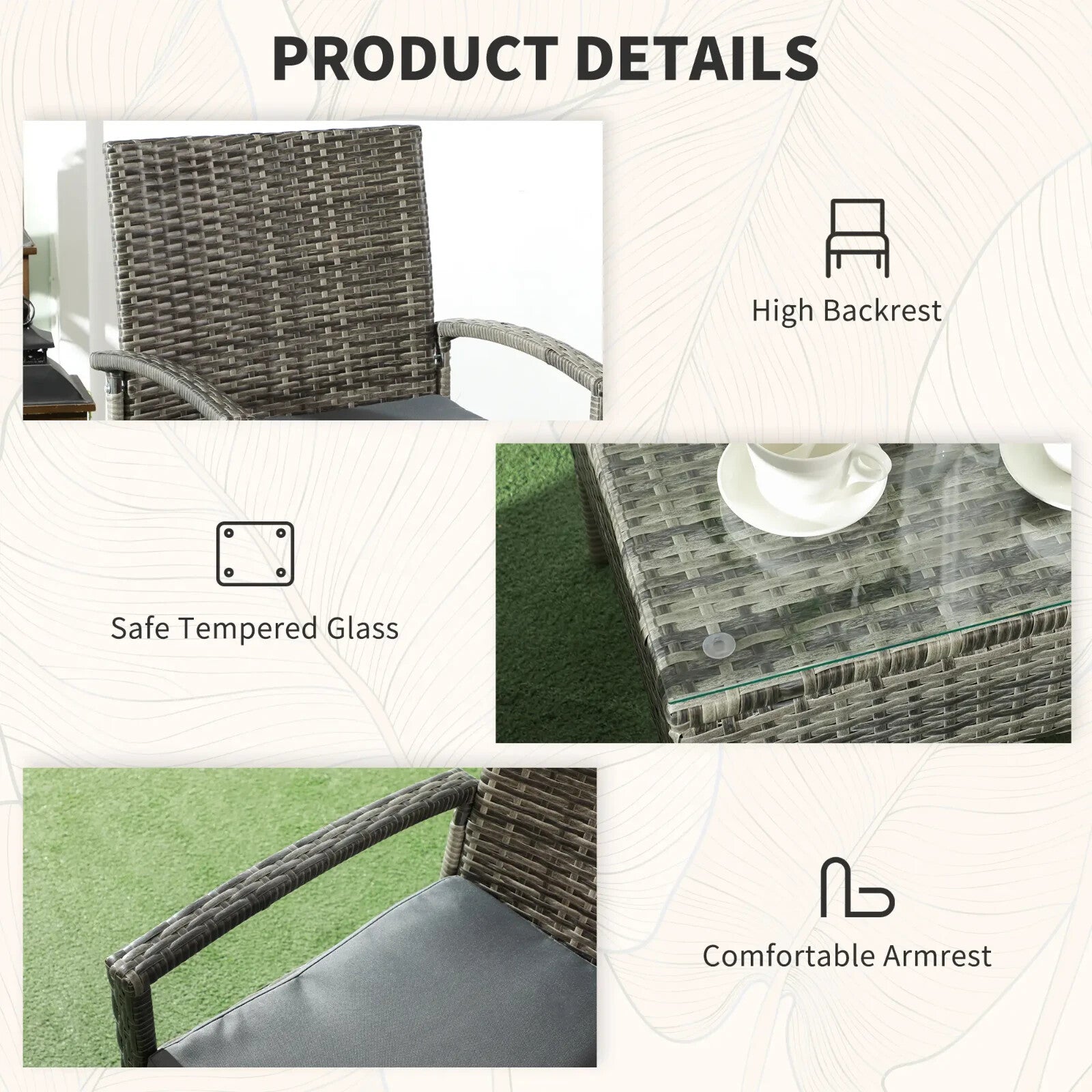 3 Piece Garden Rattan Bistro Set Patio Furniture with Table & Chairs Mixed Grey - Home and Garden Furniture Shop - rustic - furniture