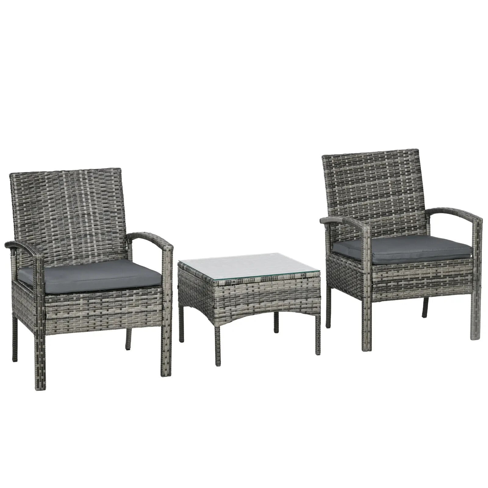 3 Piece Garden Rattan Bistro Set Patio Furniture with Table & Chairs Mixed Grey - Home and Garden Furniture Shop - rustic - furniture
