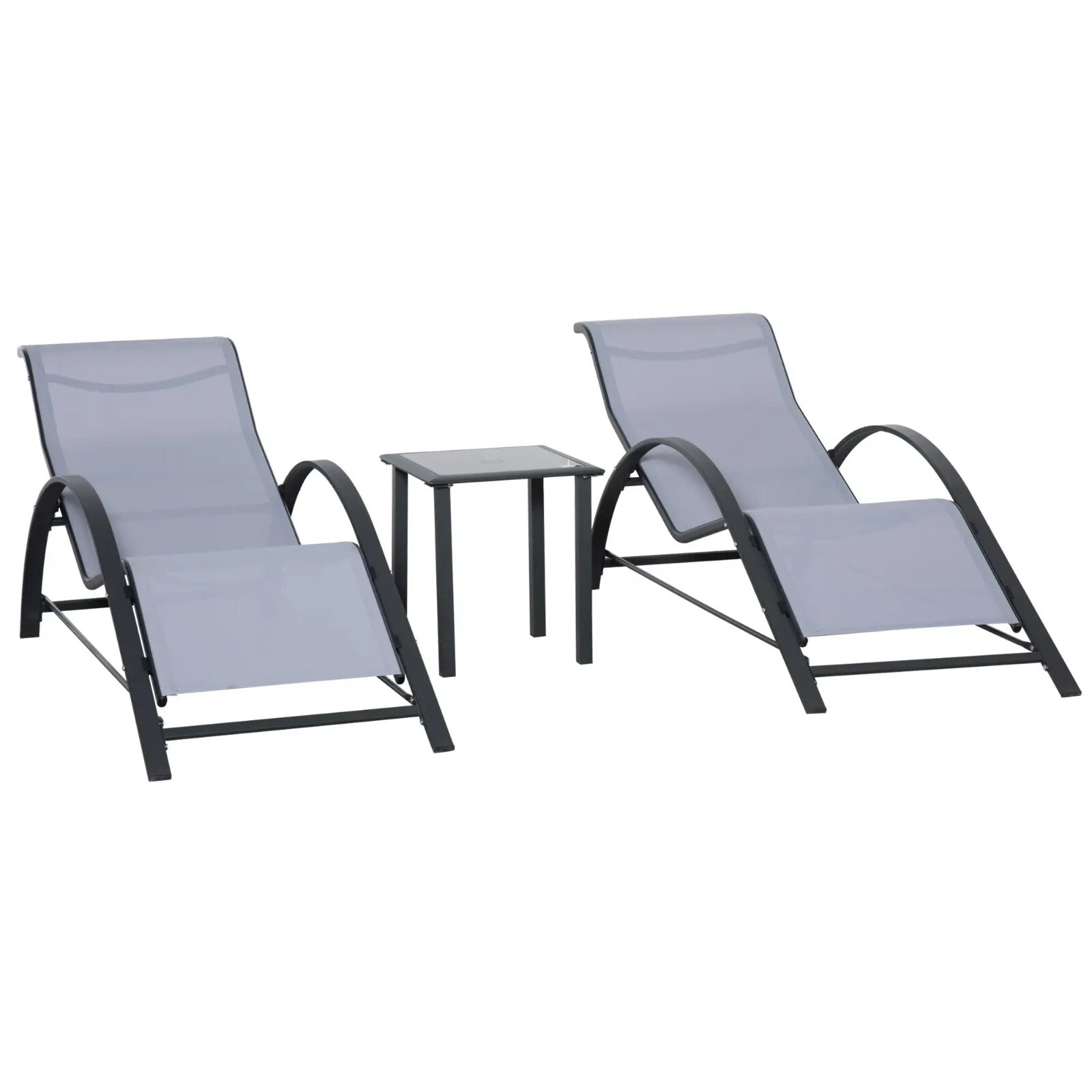 3 Piece Garden Recliner Sun Lounger Set with Table for Outdoor Patio Sunbathing - Home and Garden Furniture Shop - rustic - furniture