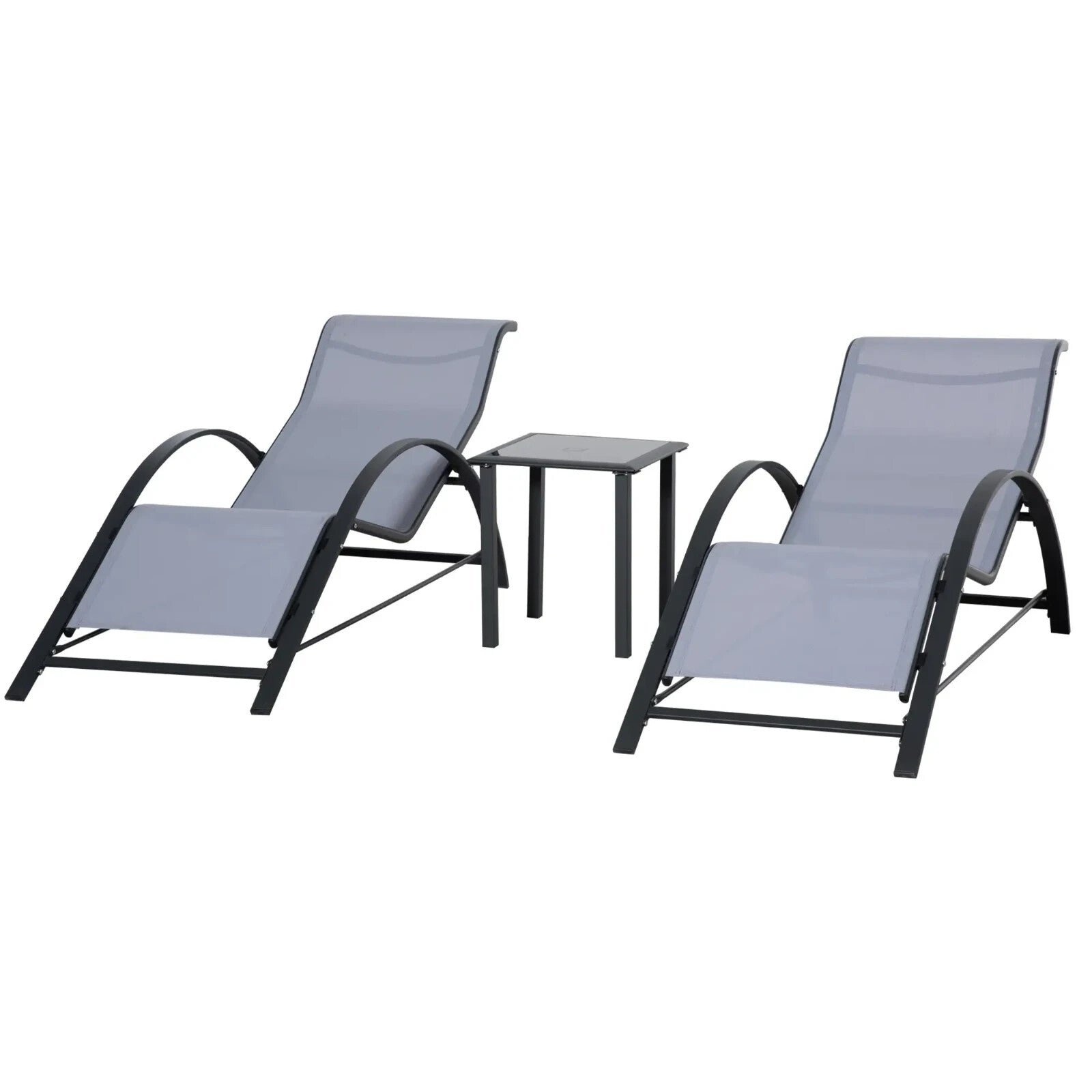 3 Piece Garden Recliner Sun Lounger Set with Table for Outdoor Patio Sunbathing - Home and Garden Furniture Shop - rustic - furniture