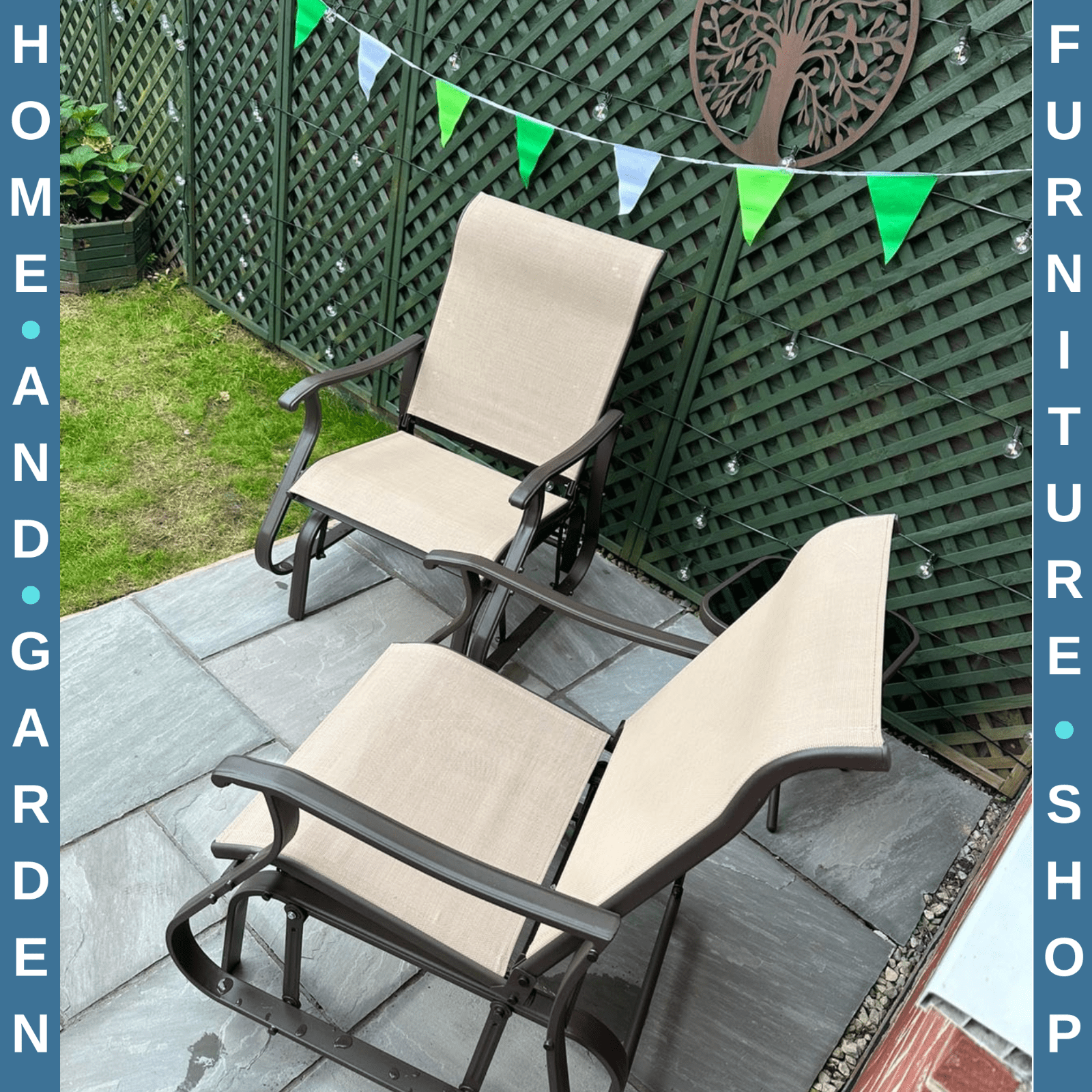 3 Piece Garden Rocking Chair Set with Armchairs and Tempered Glass Patio Table - Home and Garden Furniture Shop - rustic - furniture
