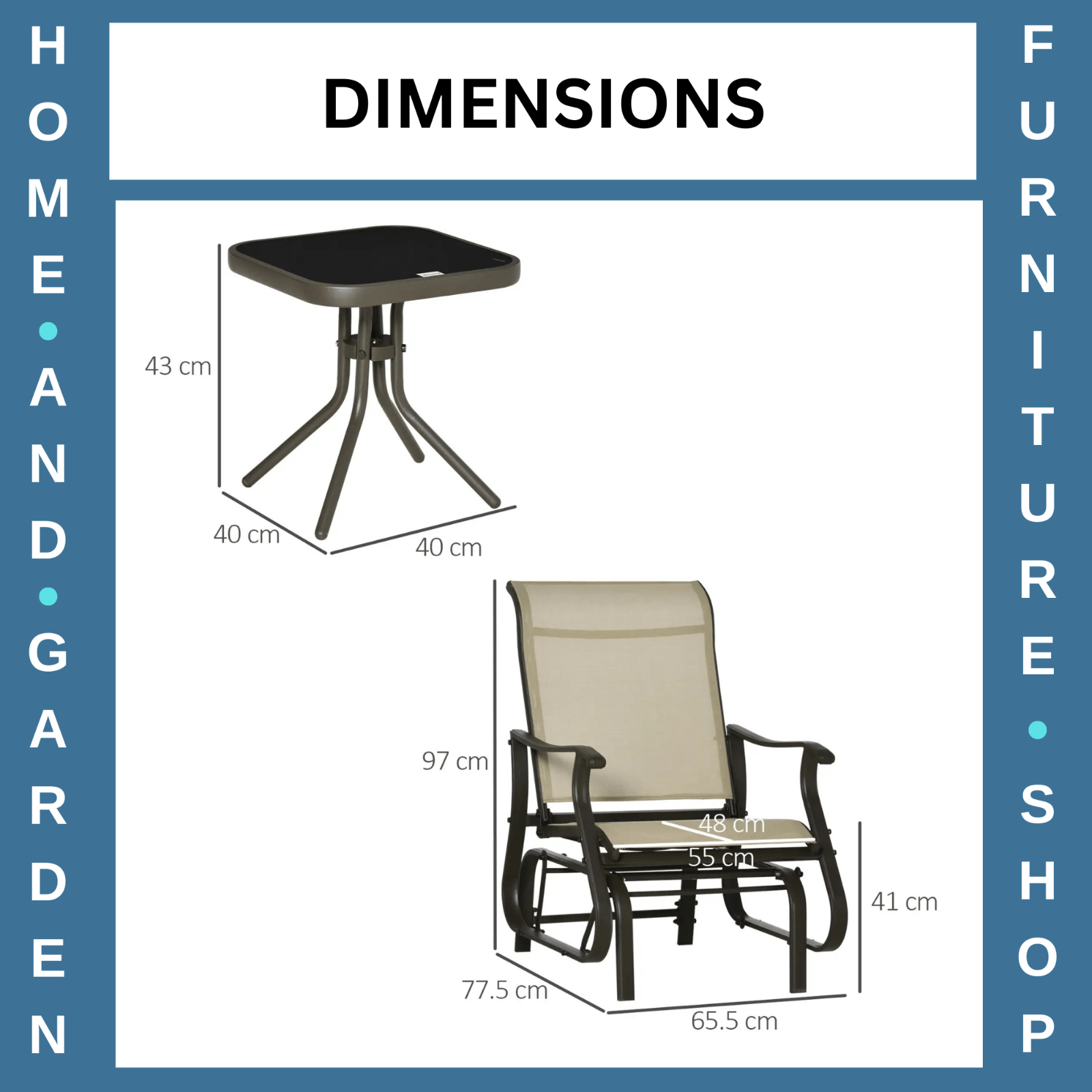3 Piece Garden Rocking Chair Set with Armchairs and Tempered Glass Patio Table - Home and Garden Furniture Shop - rustic - furniture