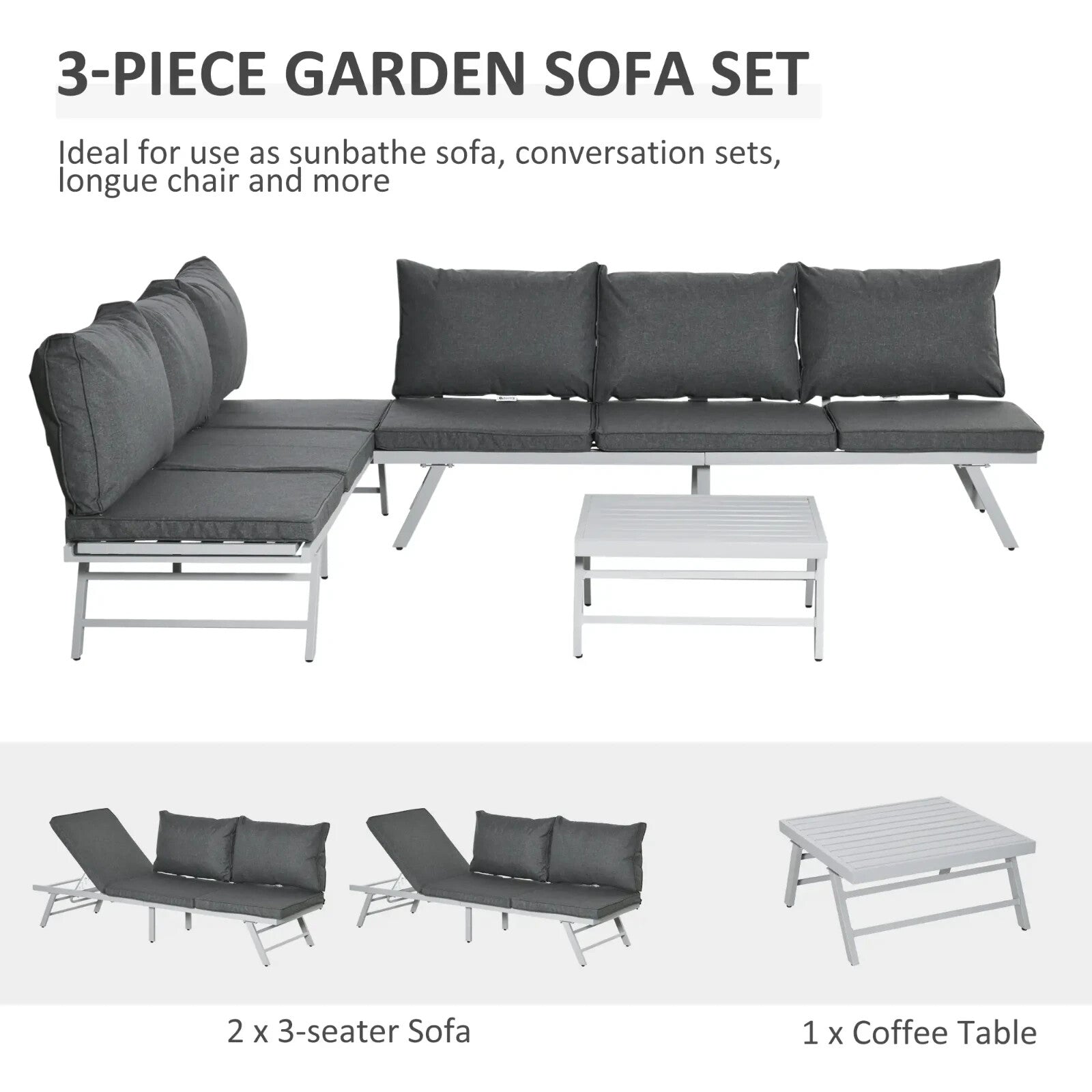 3 Piece Garden Seating Set with Sofa Lounge Coffee Table Outdoor Patio Furniture - Home and Garden Furniture Shop - rustic - furniture