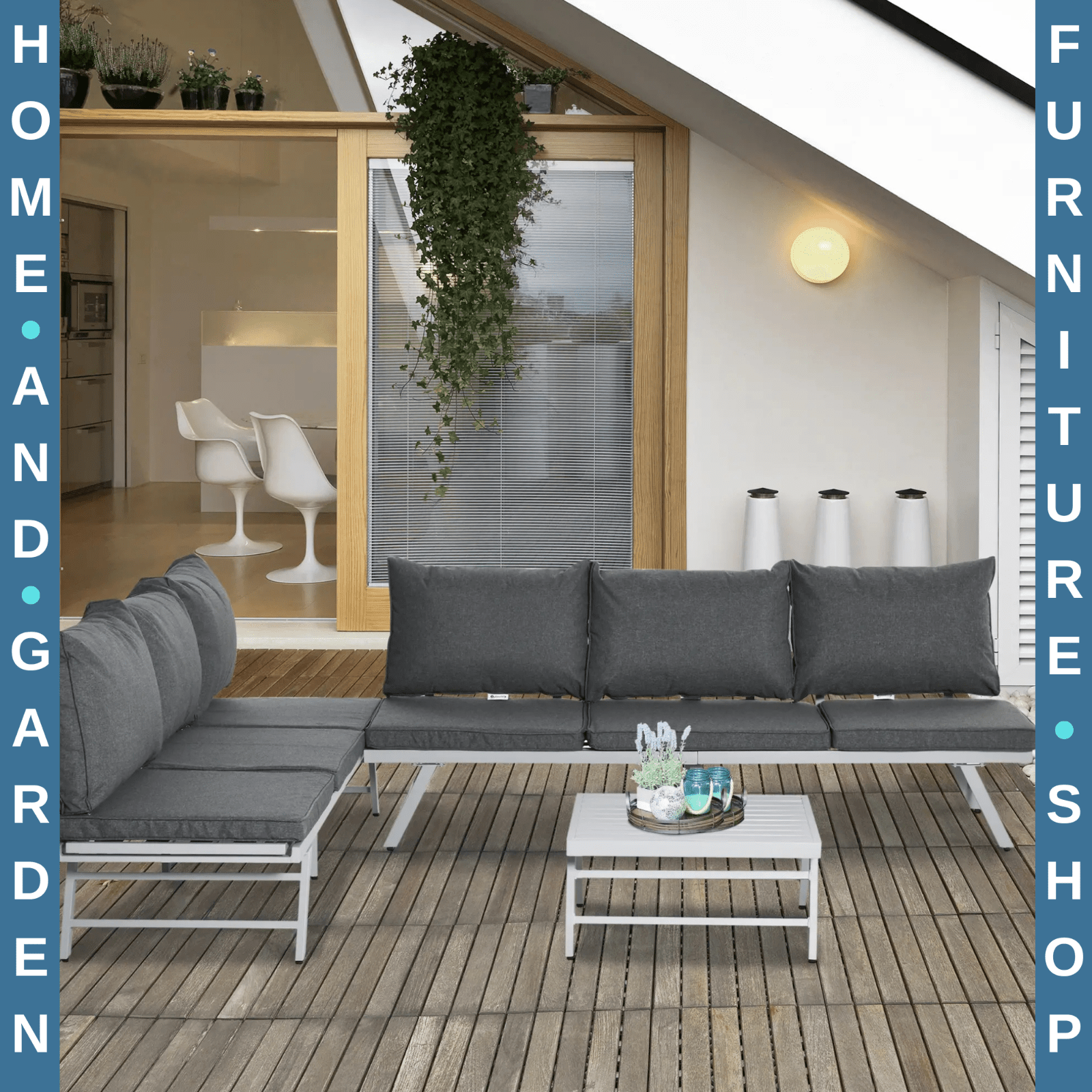 3 Piece Garden Seating Set with Sofa Lounge Coffee Table Outdoor Patio Furniture - Home and Garden Furniture Shop - rustic - furniture