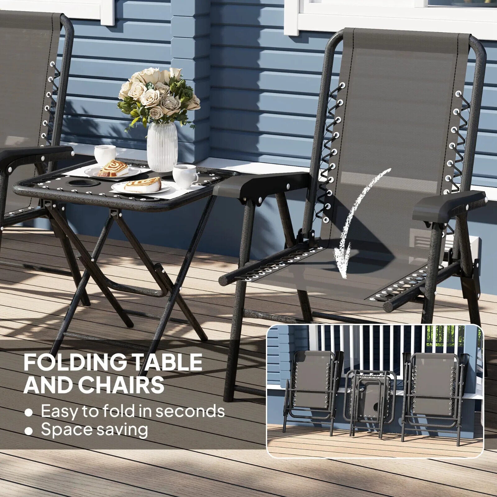 3 Piece Garden Table and Chair Set Patio Bistro Furniture for Balcony or Terrace - Home and Garden Furniture Shop - #rustic - furniture#