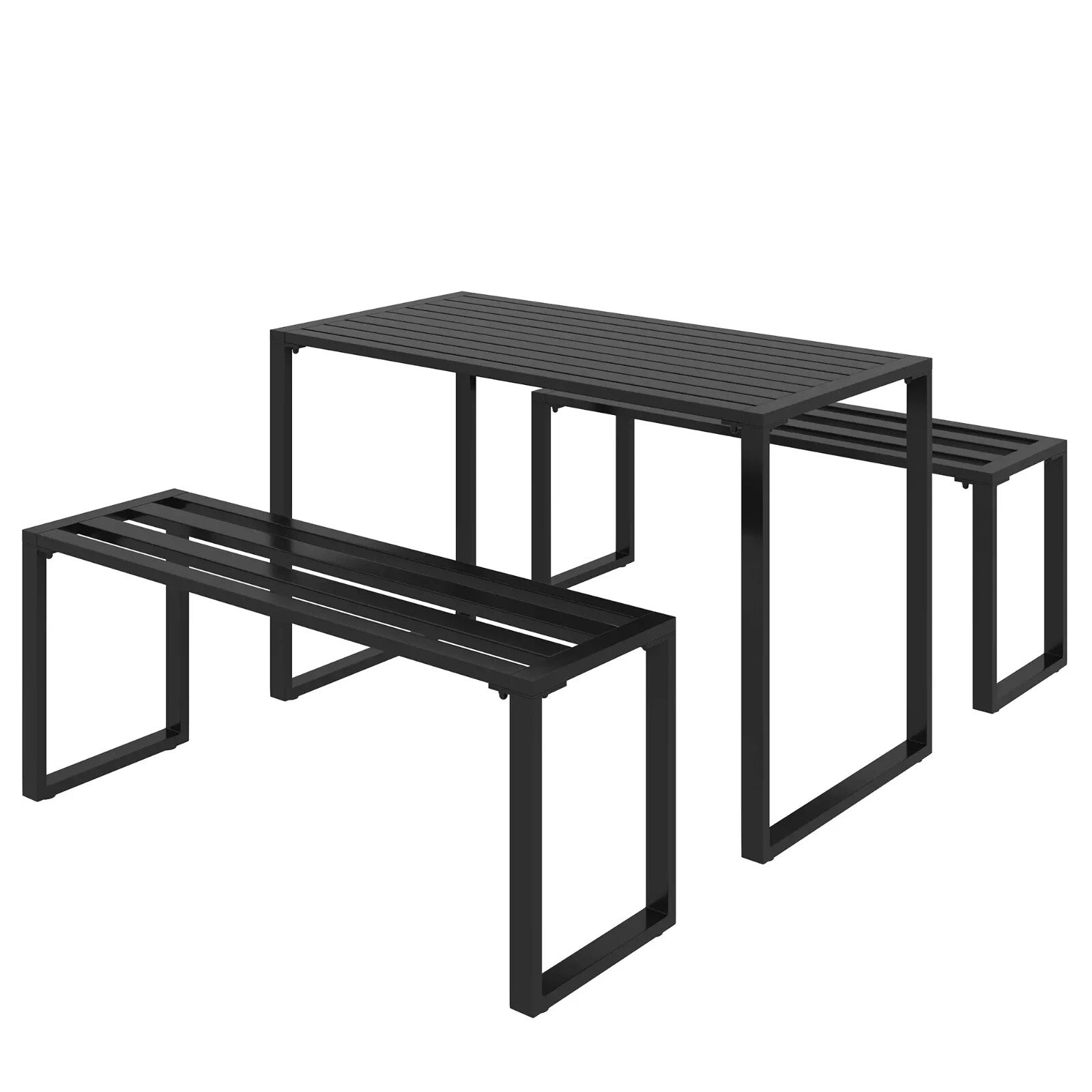 3 Piece Metal Garden Table & Bench Set Outdoor Patio Dining Furniture with Seat - Home and Garden Furniture Shop - rustic - furniture