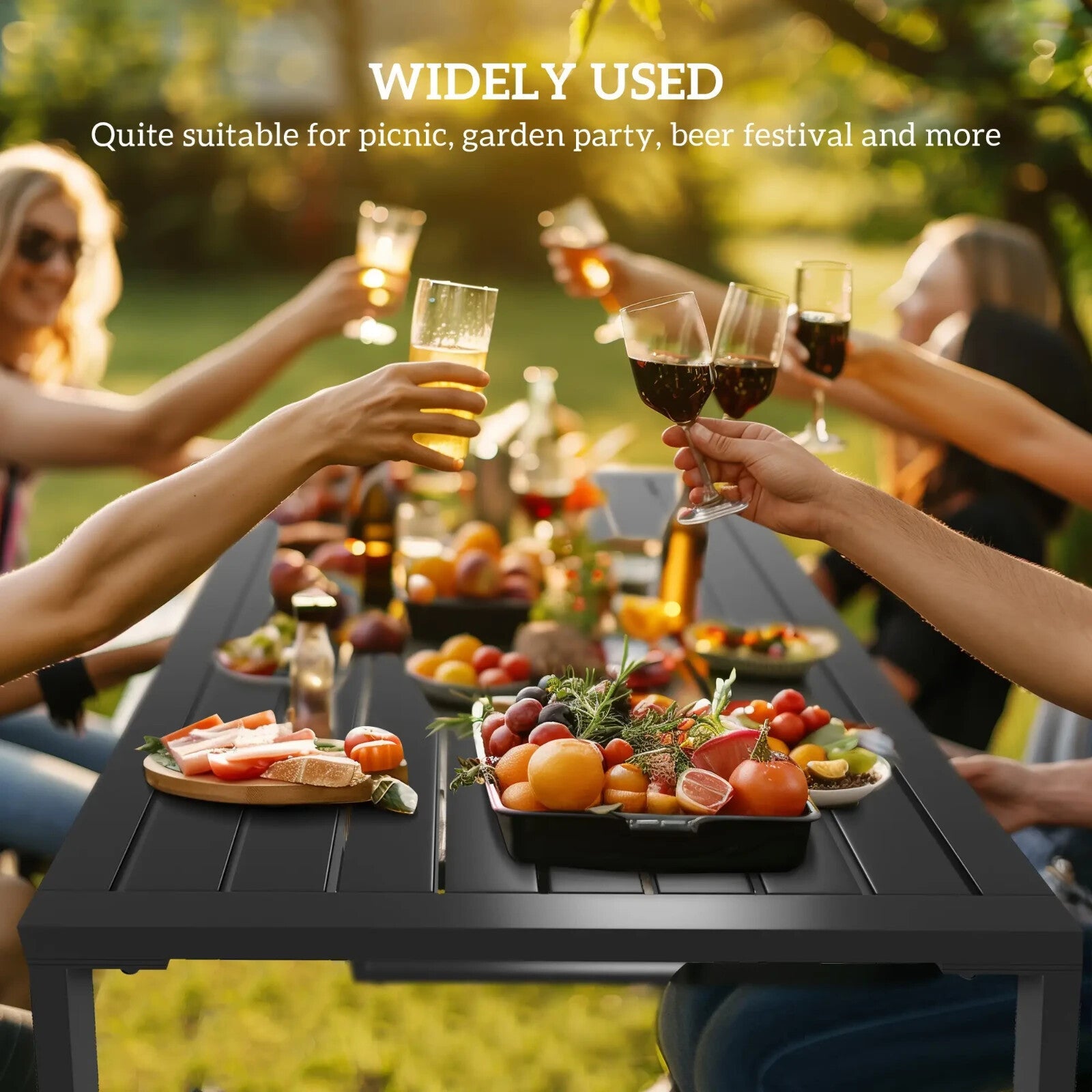 3 Piece Metal Garden Table & Bench Set Outdoor Patio Dining Furniture with Seat - Home and Garden Furniture Shop - rustic - furniture