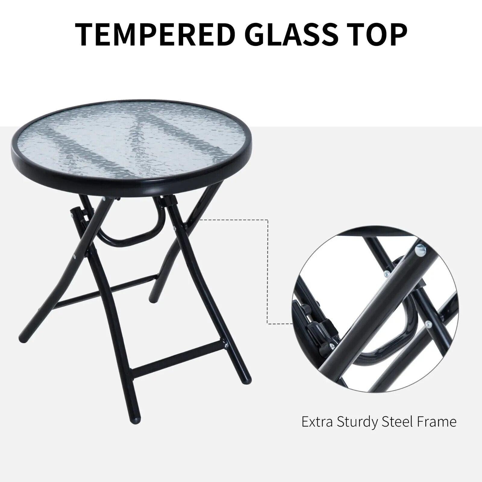 3 - Piece Outdoor Rocking Bistro Set with 2 Folding Chairs & Tempered Glass Table - Home and Garden Furniture Shop - #rustic - furniture#