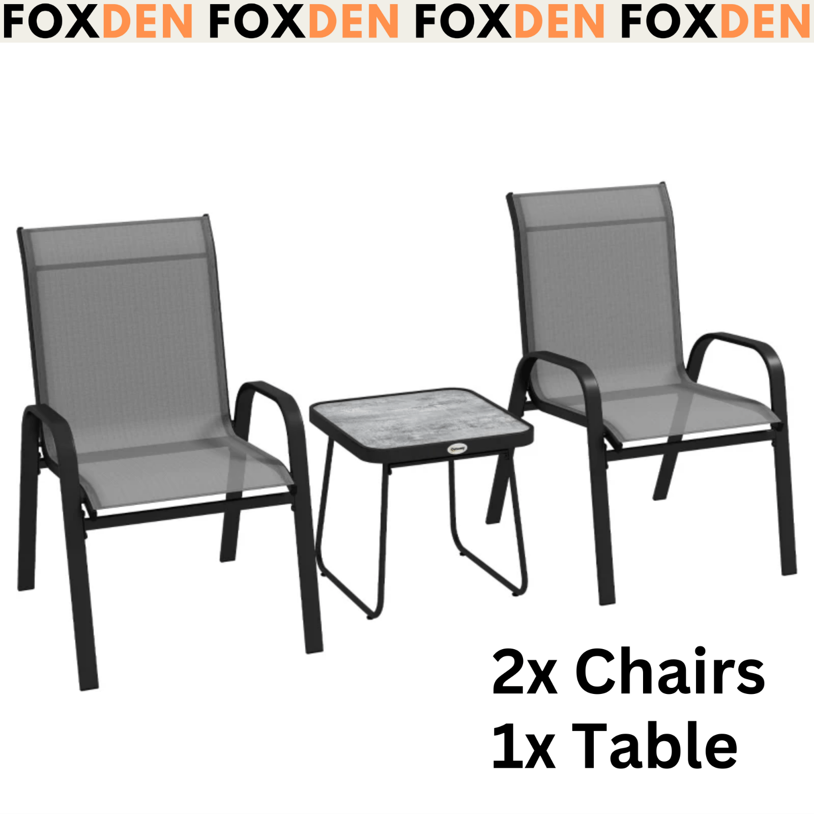 3 Piece Patio Bistro Set Metal Garden 2 Chairs and Coffe Table Outdoor Furniture - Home and Garden Furniture Shop - rustic - furniture