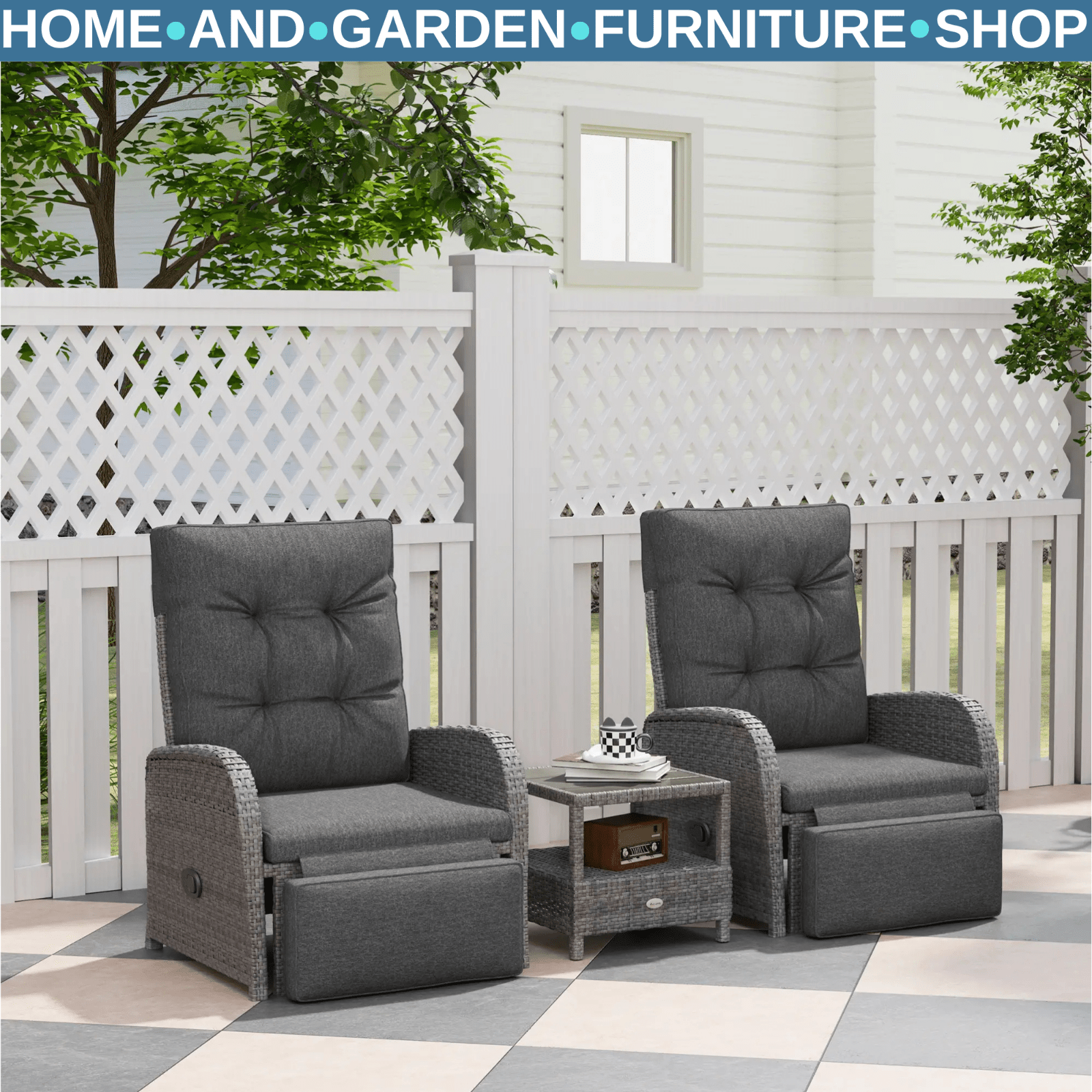 3 - Piece Rattan Bistro Garden Furniture Set with Cushion for Patio Garden Porch - Home and Garden Furniture Shop - #rustic - furniture#
