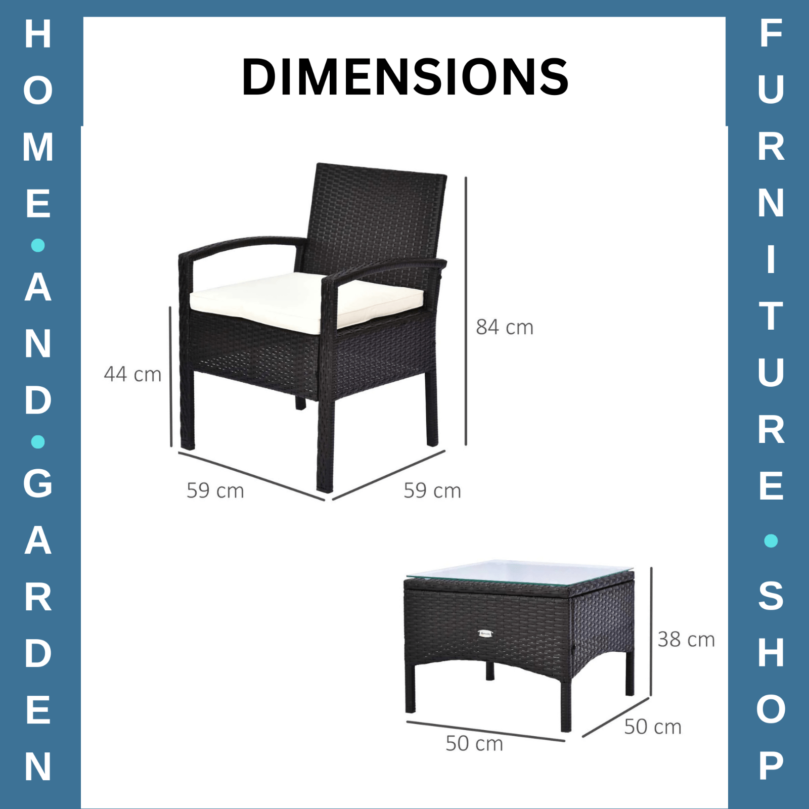 3 Piece Rattan Bistro Set Garden Balcony Dining Table 2 Seater Chairs Brown - Home and Garden Furniture Shop - rustic - furniture
