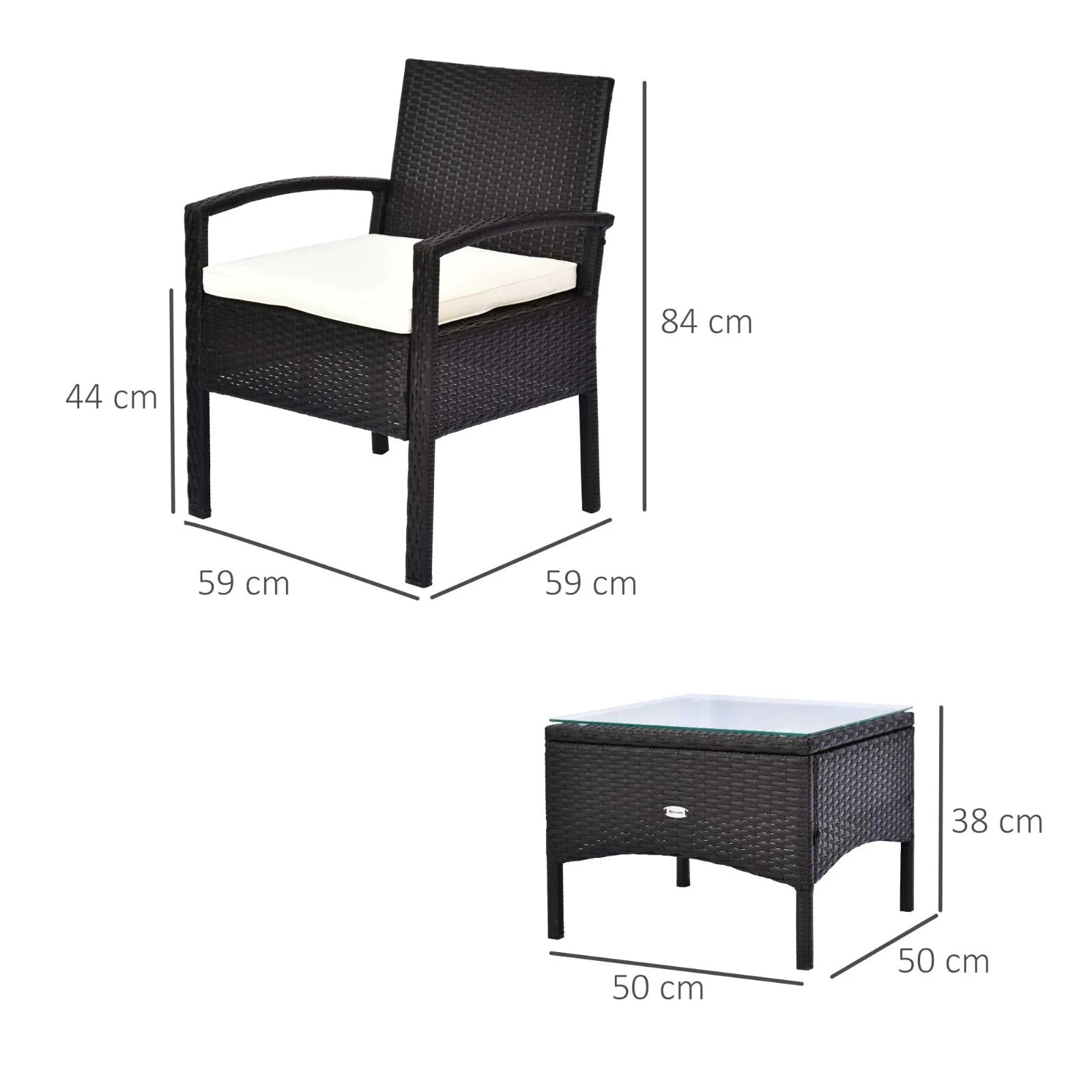 3 Piece Rattan Bistro Set Garden Balcony Dining Table 2 Seater Chairs Brown - Home and Garden Furniture Shop - rustic - furniture