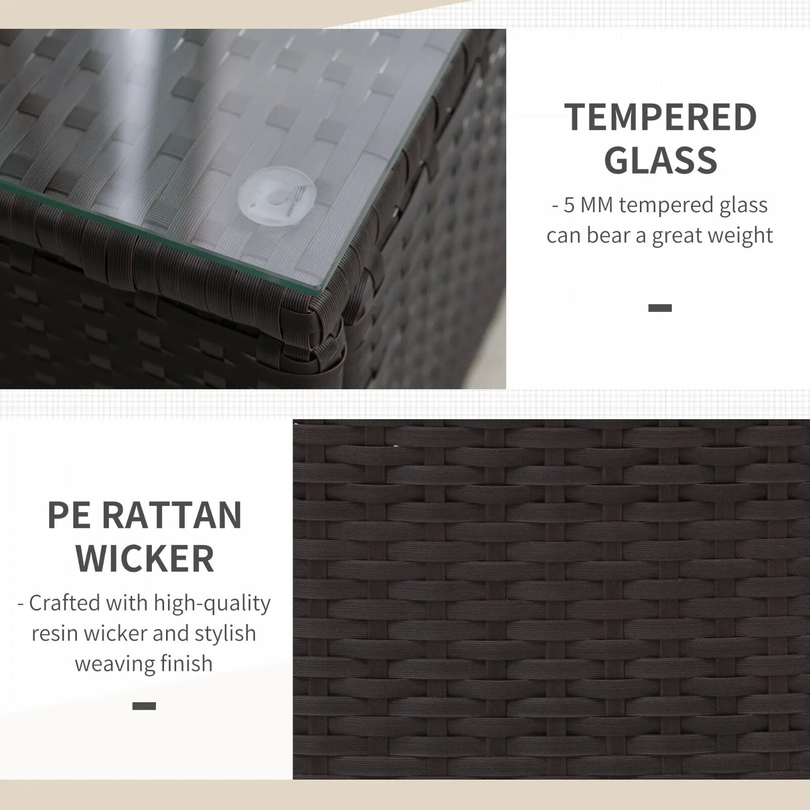 3 Piece Rattan Bistro Set Garden Furniture with Cushions and Glass Table - Home and Garden Furniture Shop - rustic - furniture