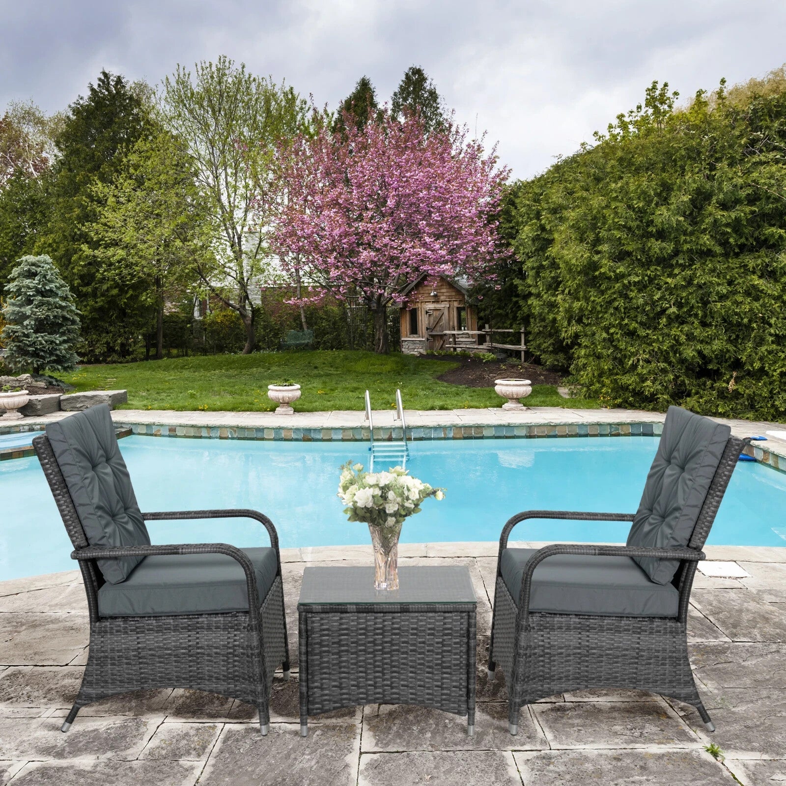 3 - Piece Rattan Bistro Set – Patio Table and Chairs with Steel Frame - Home and Garden Furniture Shop - rustic - furniture