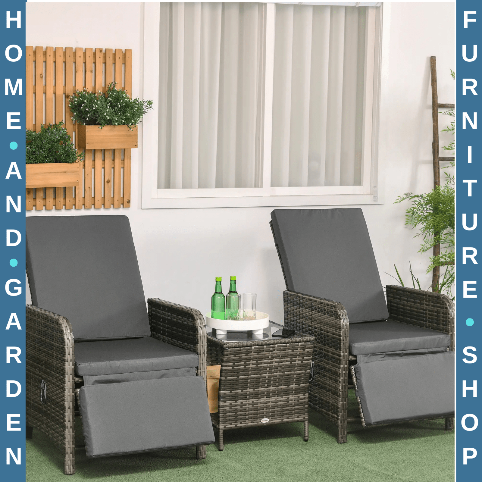 3 - Piece Rattan Bistro Set with Adjustable Backrests - Outdoor Garden Furniture - Home and Garden Furniture Shop - rustic - furniture