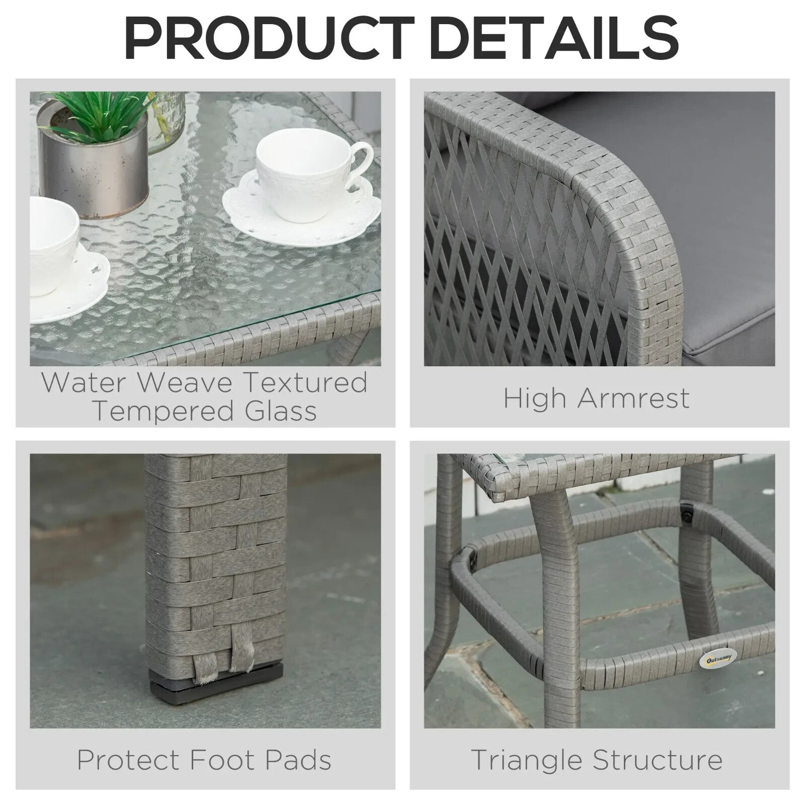 3 Piece Rattan Bistro Set with Coffee Table, Chairs and Cushions for Outdoor - Home and Garden Furniture Shop - rustic - furniture